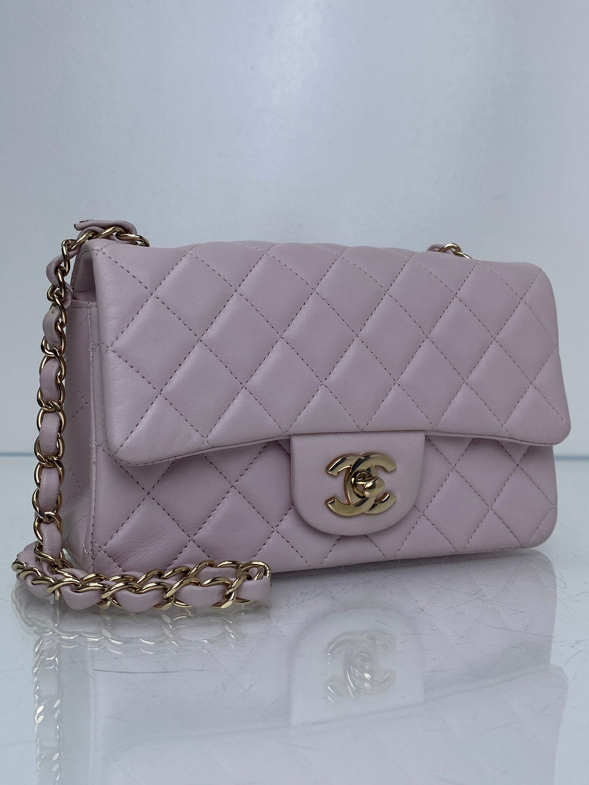 Chanel Light Pink Quilted Lambskin Mini Classic Flap Bag GHW #23
