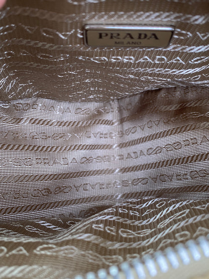 Prada Tan Raffia Logo Triangle Bag SHW