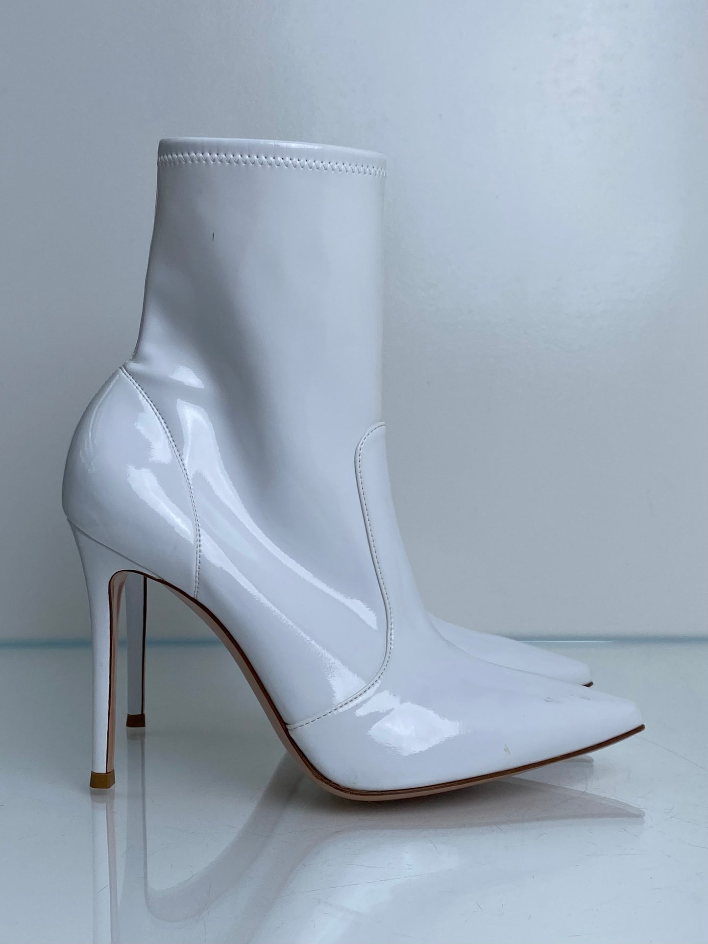 Gianvito Rossi White Patent Booties, 39
