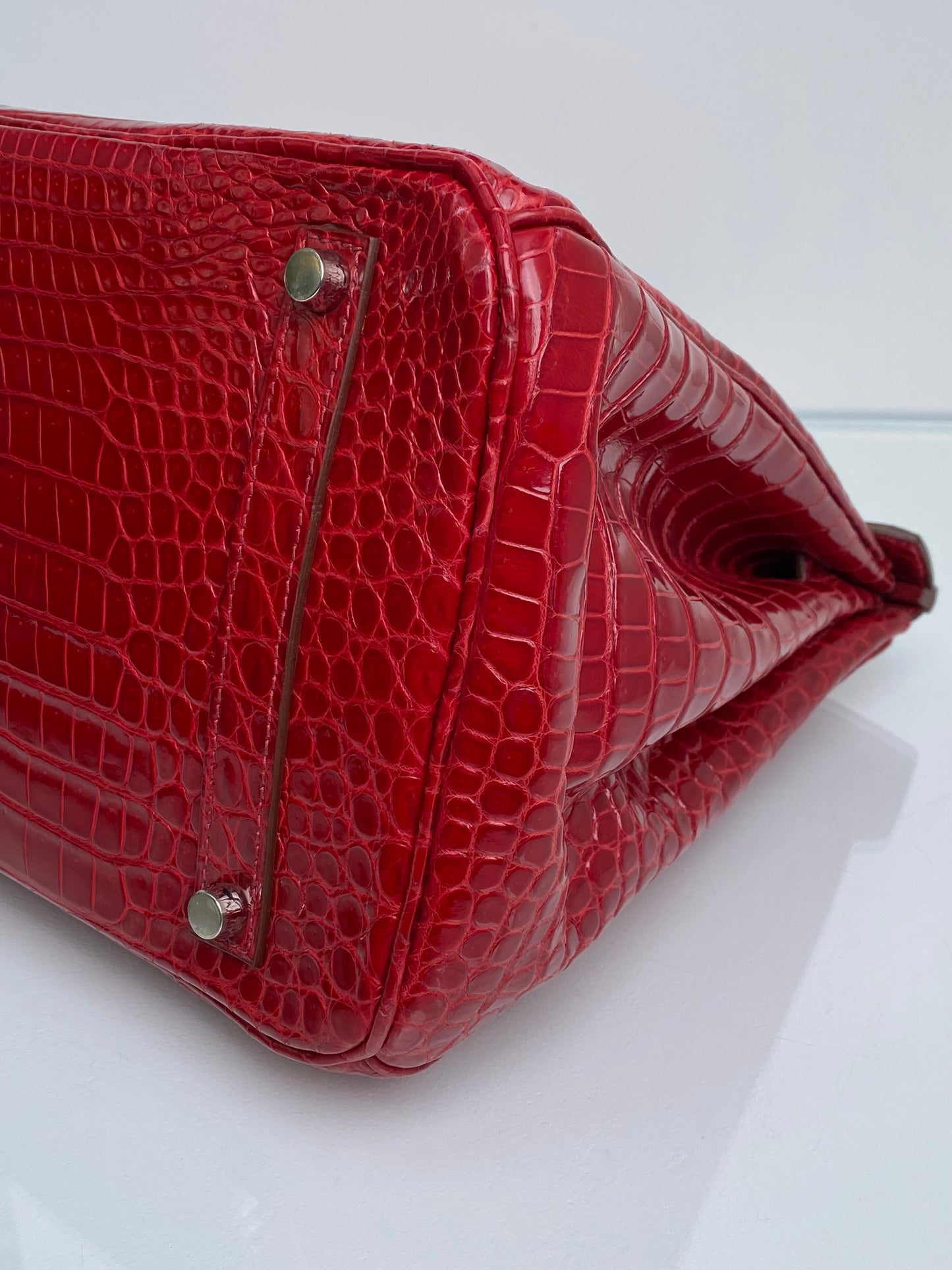 Hermes Birkin 35 Braise Shiny Porosus PHW #O