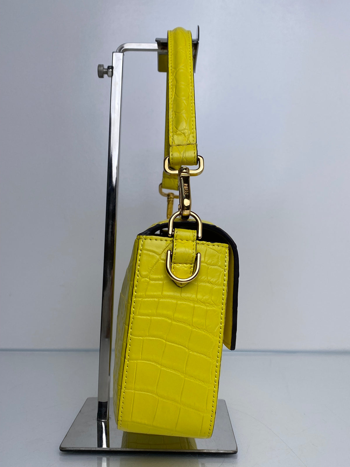 Fendi Yellow Croc Baguette Bag GHW
