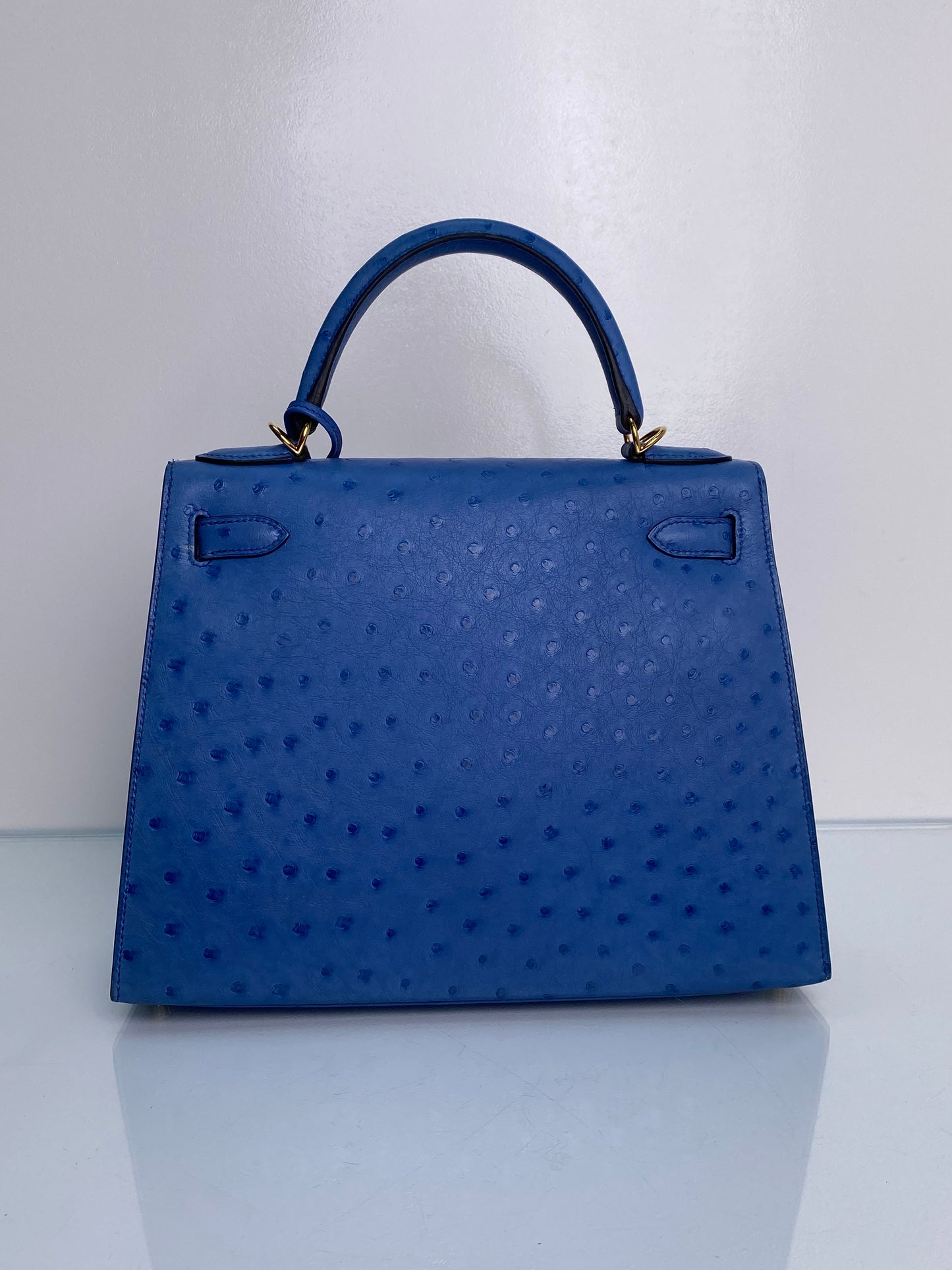 Hermes Kelly 28 Bleut Ostrich GHW #A