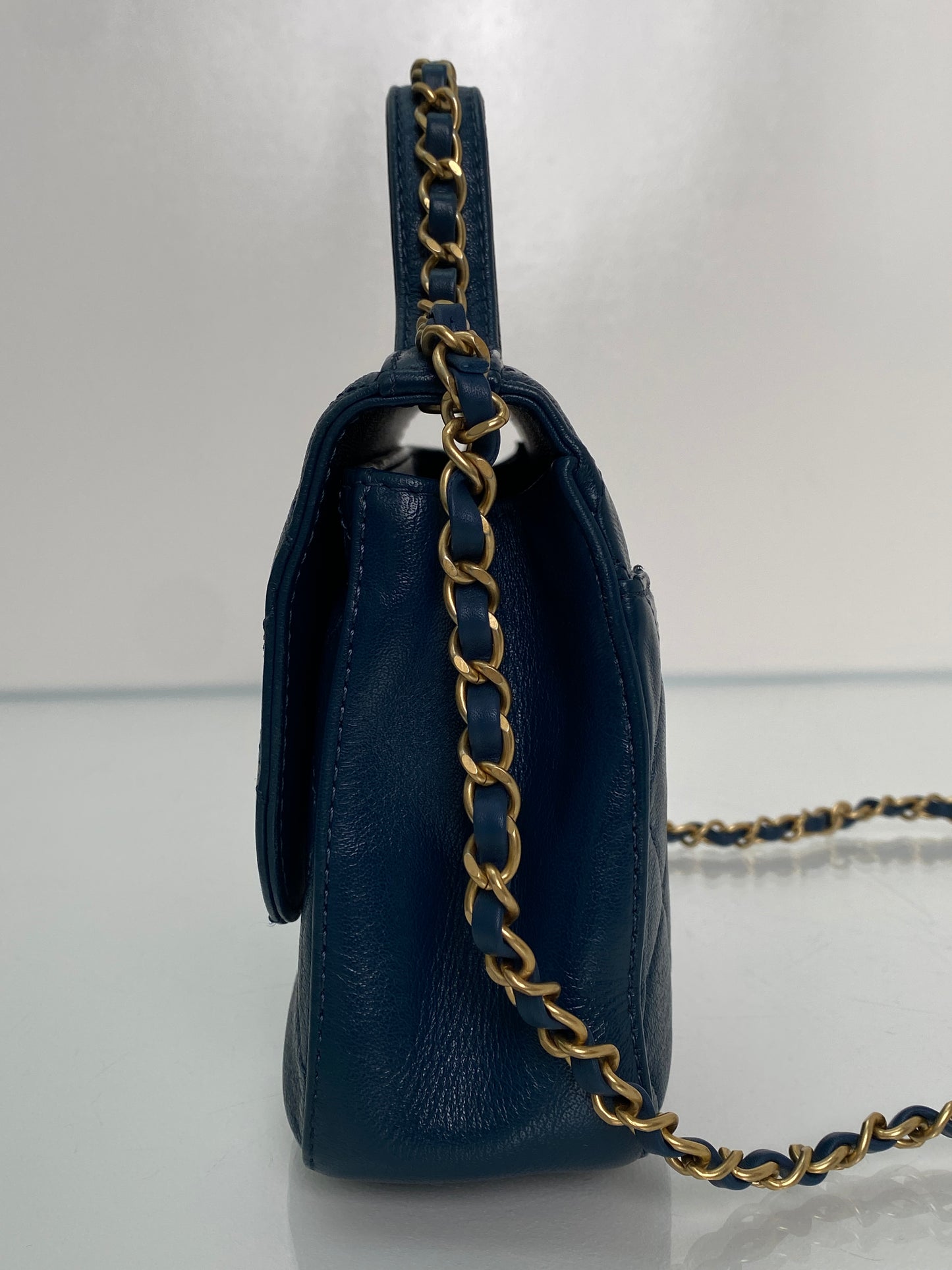 Chanel Teal Quilted Lamsbkin Infinity Top Handle Bag GHW #28