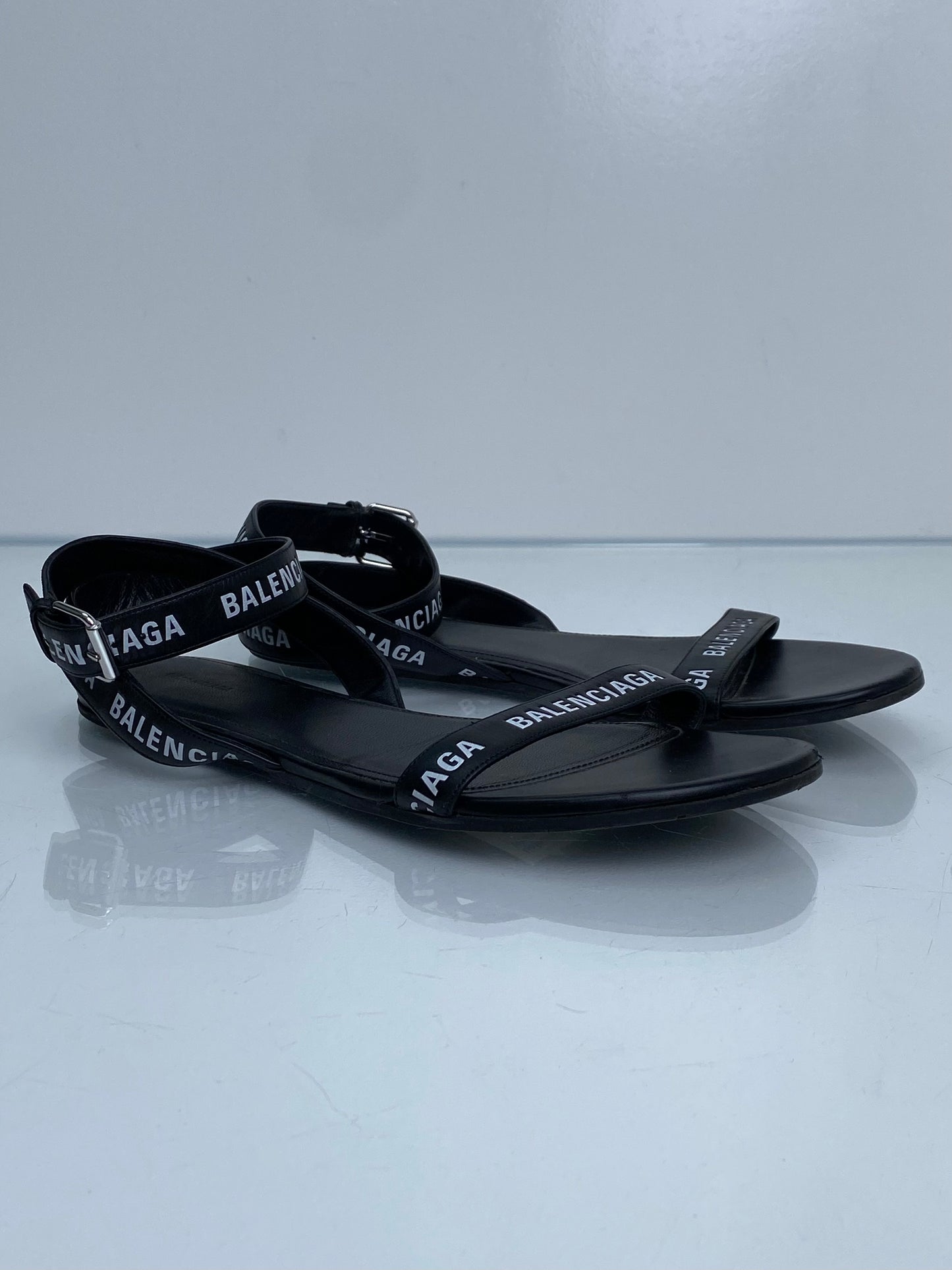 Balenciaga Black Logo Wrap Sandals, 38