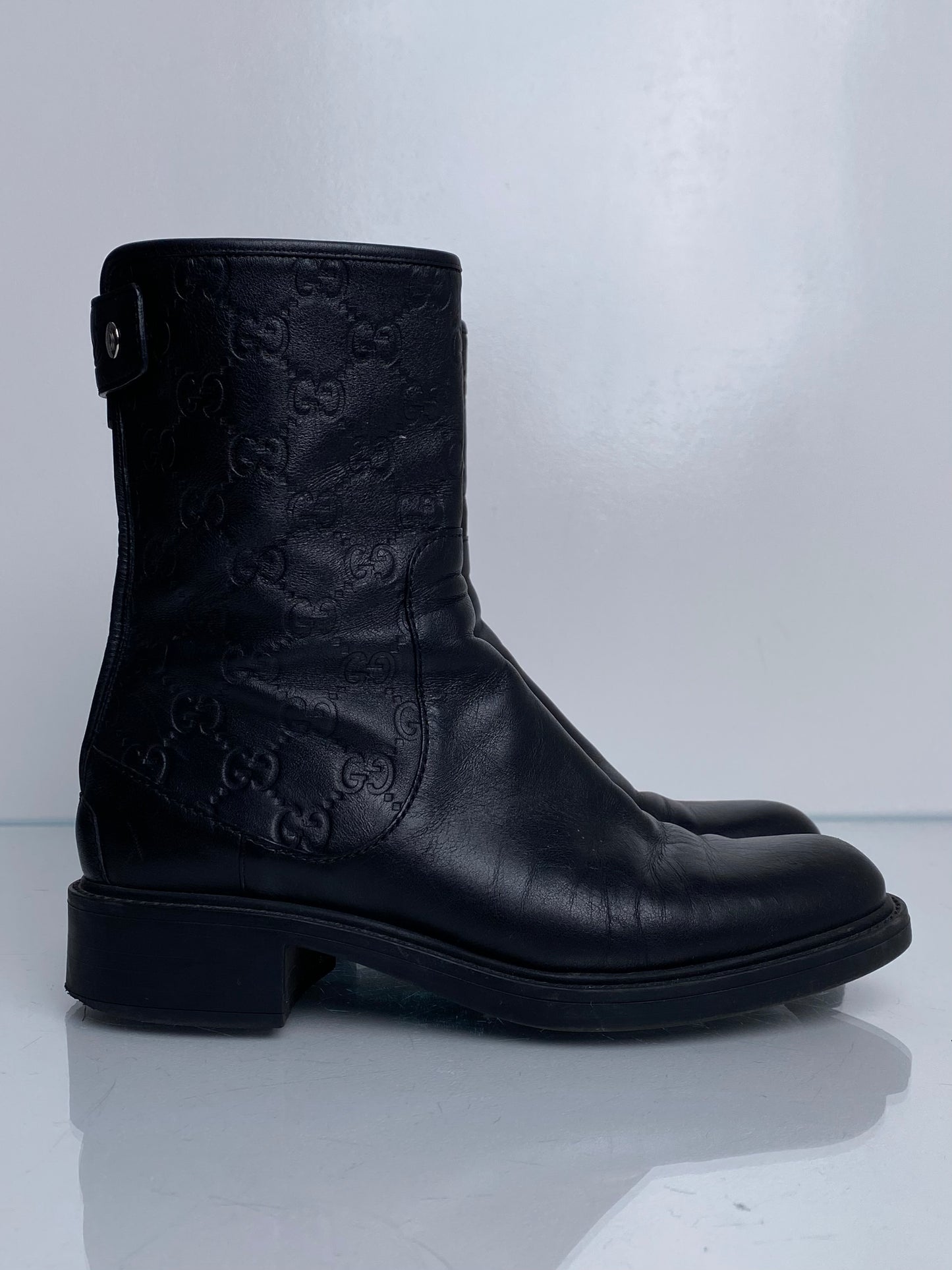 Gucci Black Microguccissima Black Moto Boots, 36