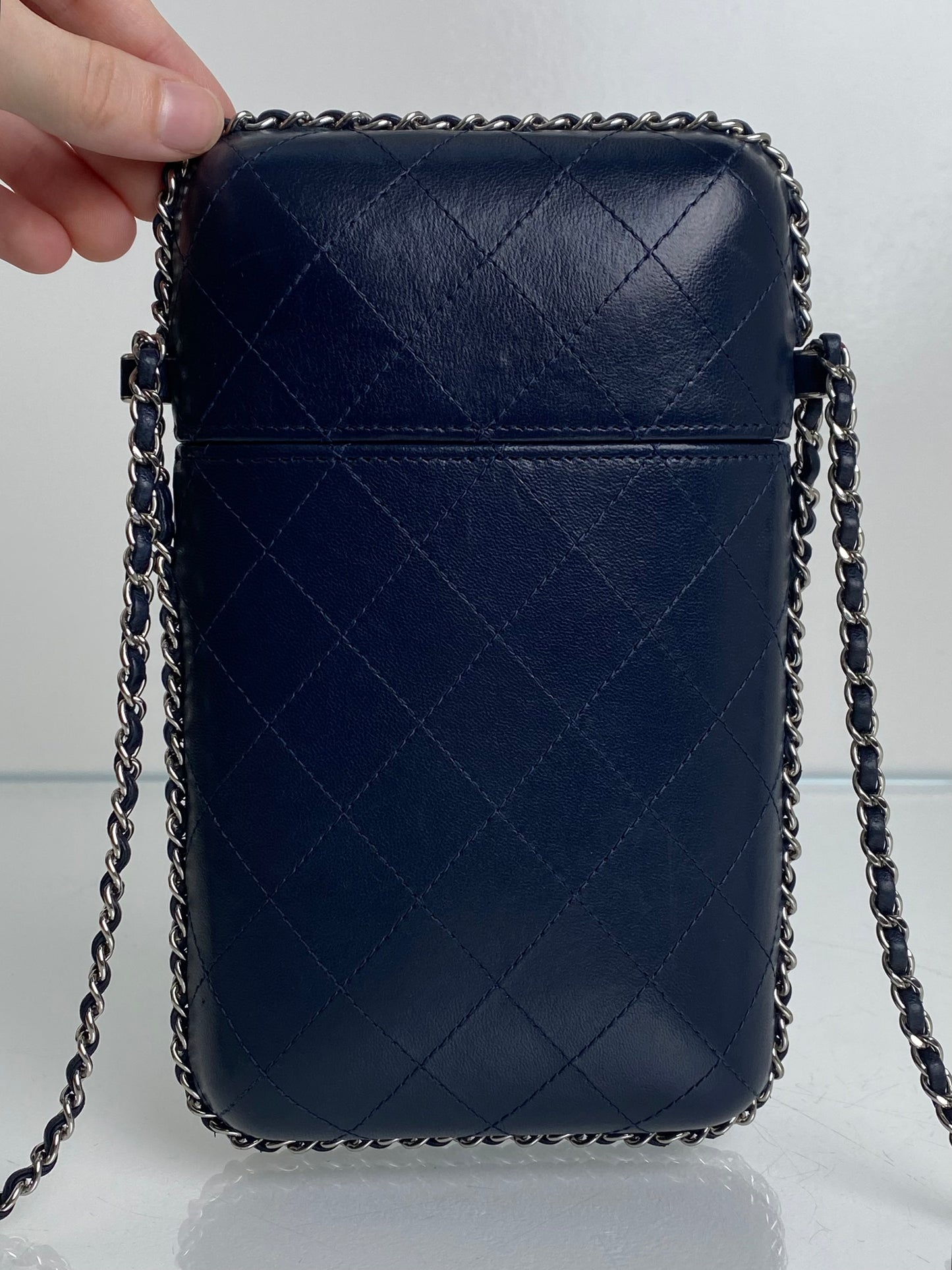 Chanel Navy Chain Around Phone Holder Bag SHW