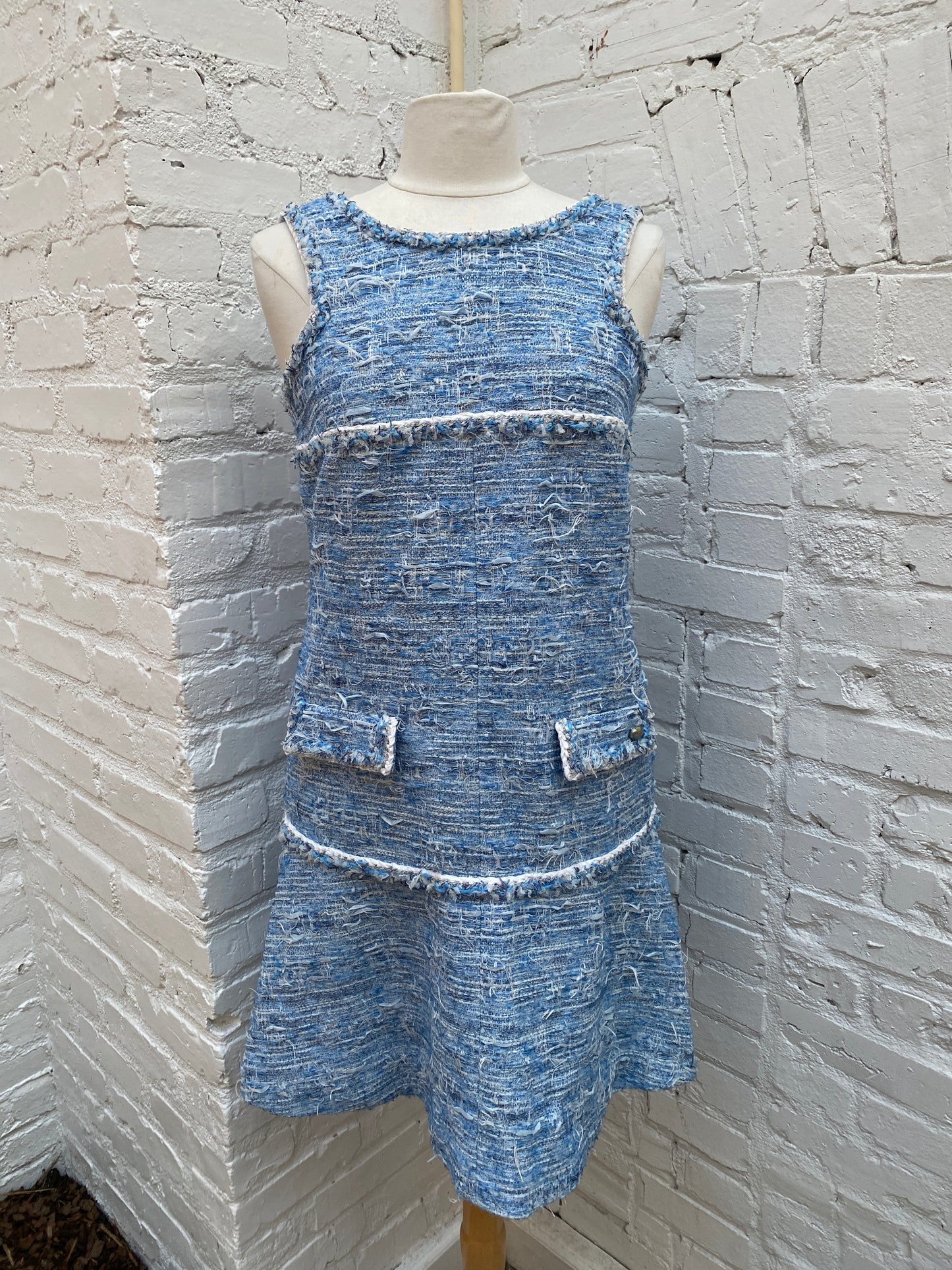 Chanel Blue & White Tweed Dress, 40