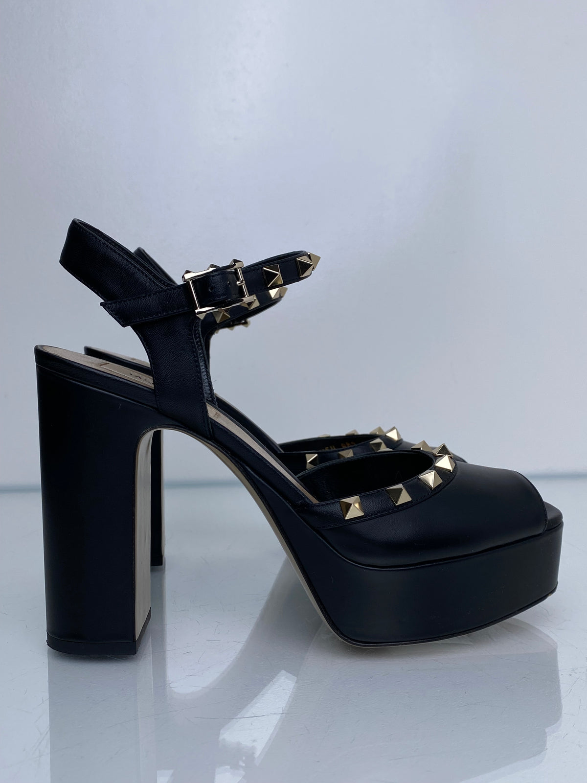 Valentino Black Rockstud Heels, 38.5