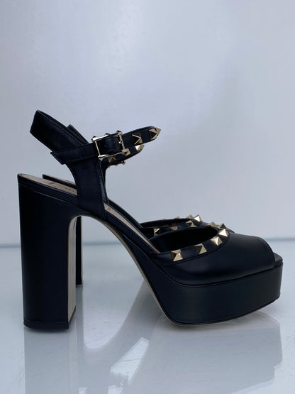 Valentino Black Rockstud Heels, 38.5