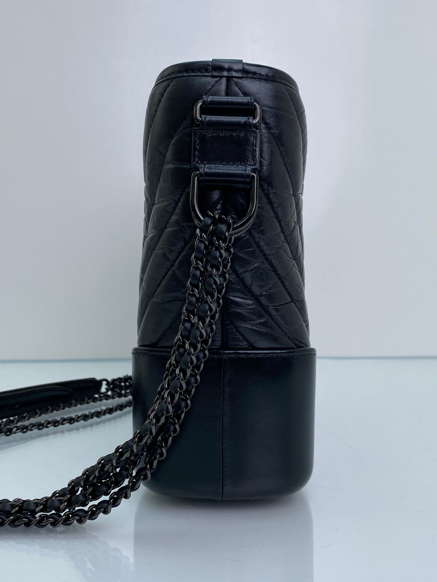 Chanel Black on Black Crinkled Calfskin Gabrielle #28