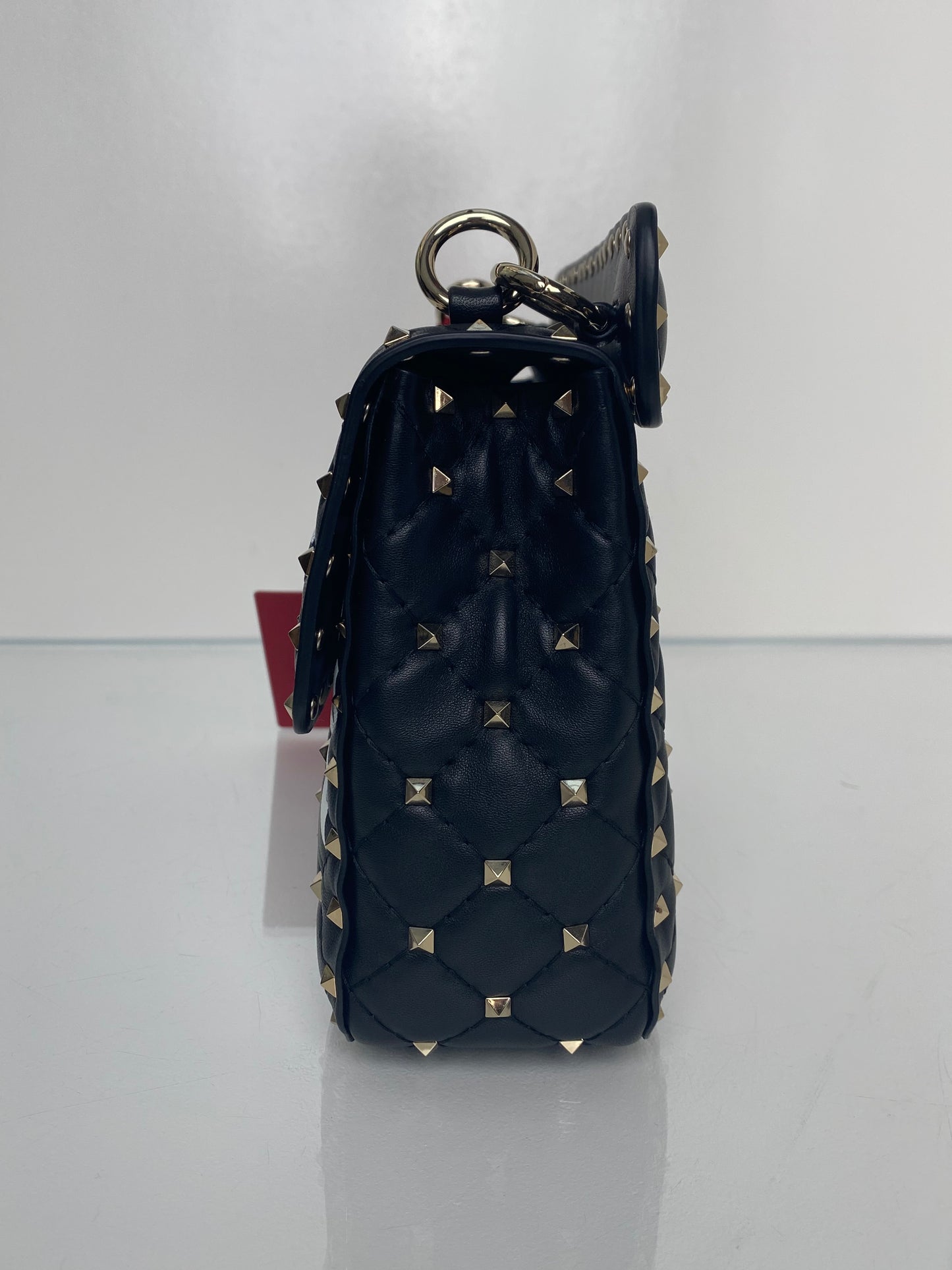 Valentino Black & White "VLTN" Rockstud Top Handle Crossbody Bag GHW