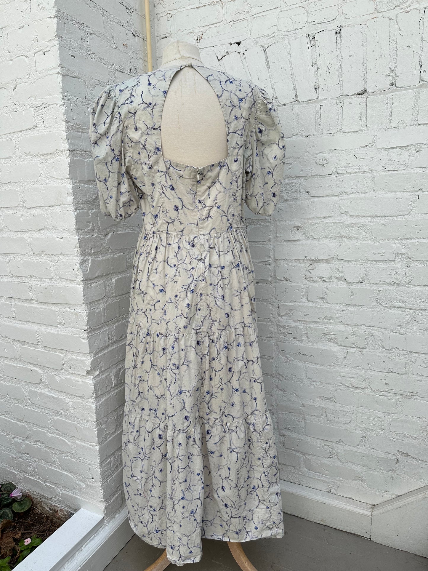 Nicholas White & Blue Floral Dress, L
