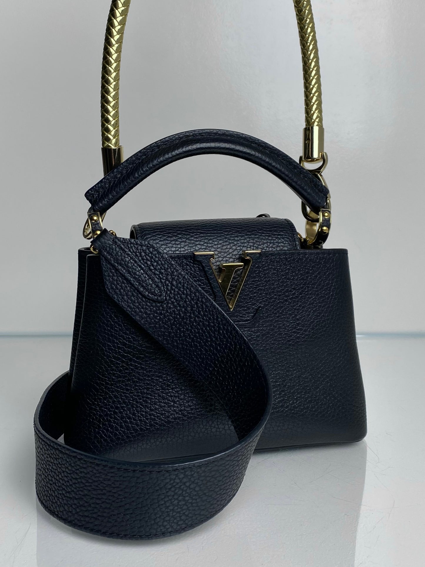 Louis Vuitton Black Mini Capucine Bag GHW