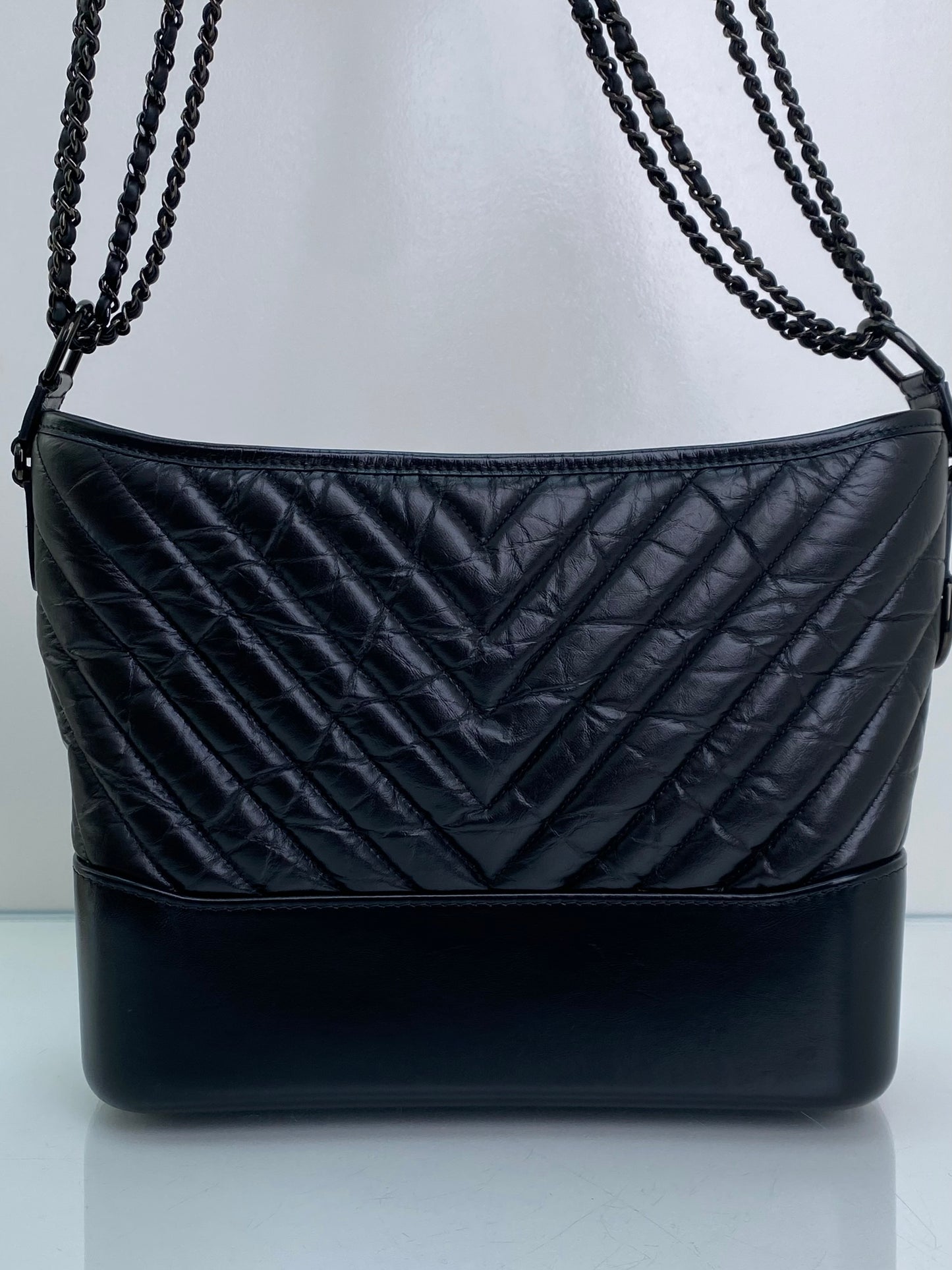 Chanel Black on Black Crinkled Calfskin Gabrielle #28