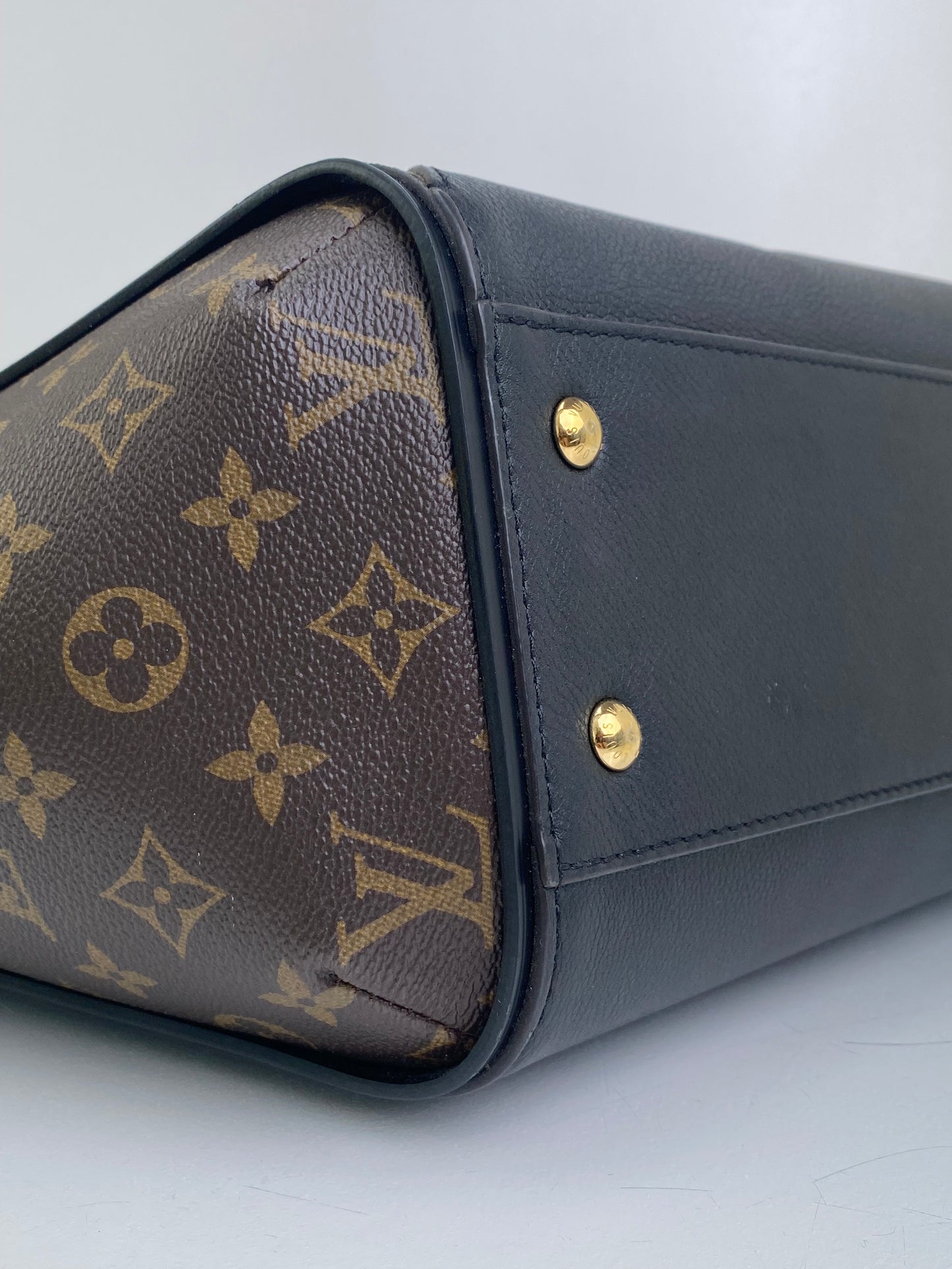 Louis Vuitton Black Leather & Monogram Kimono MM Canvas Bag GHW