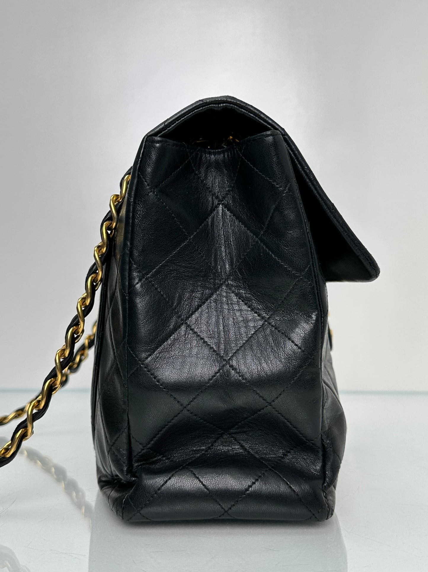 Chanel Black Maxi Single Classic Flap Lambskin 24k GHW #48