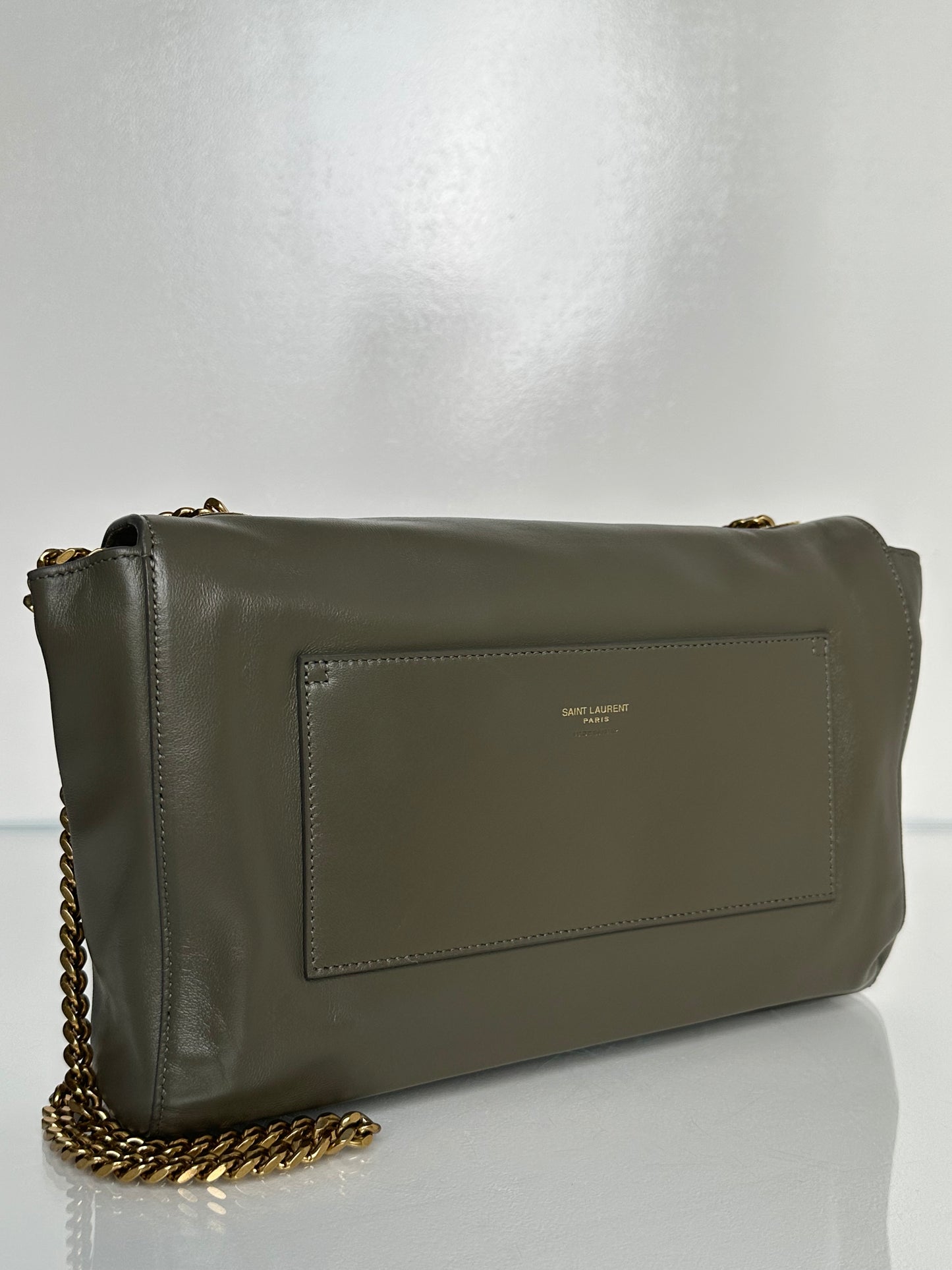 Saint Laurent Grey / Taupe Suede Reversible Kate Bag GHW