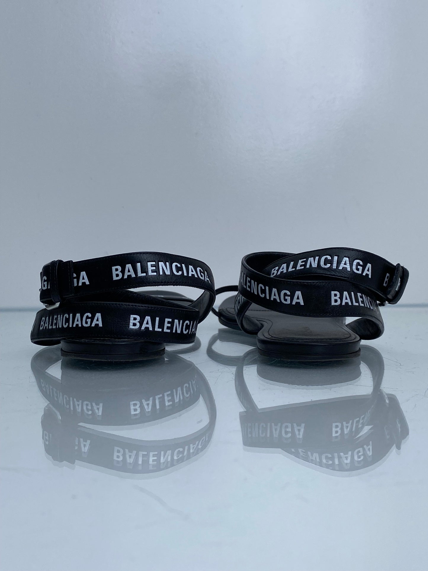 Balenciaga Black Logo Wrap Sandals, 38
