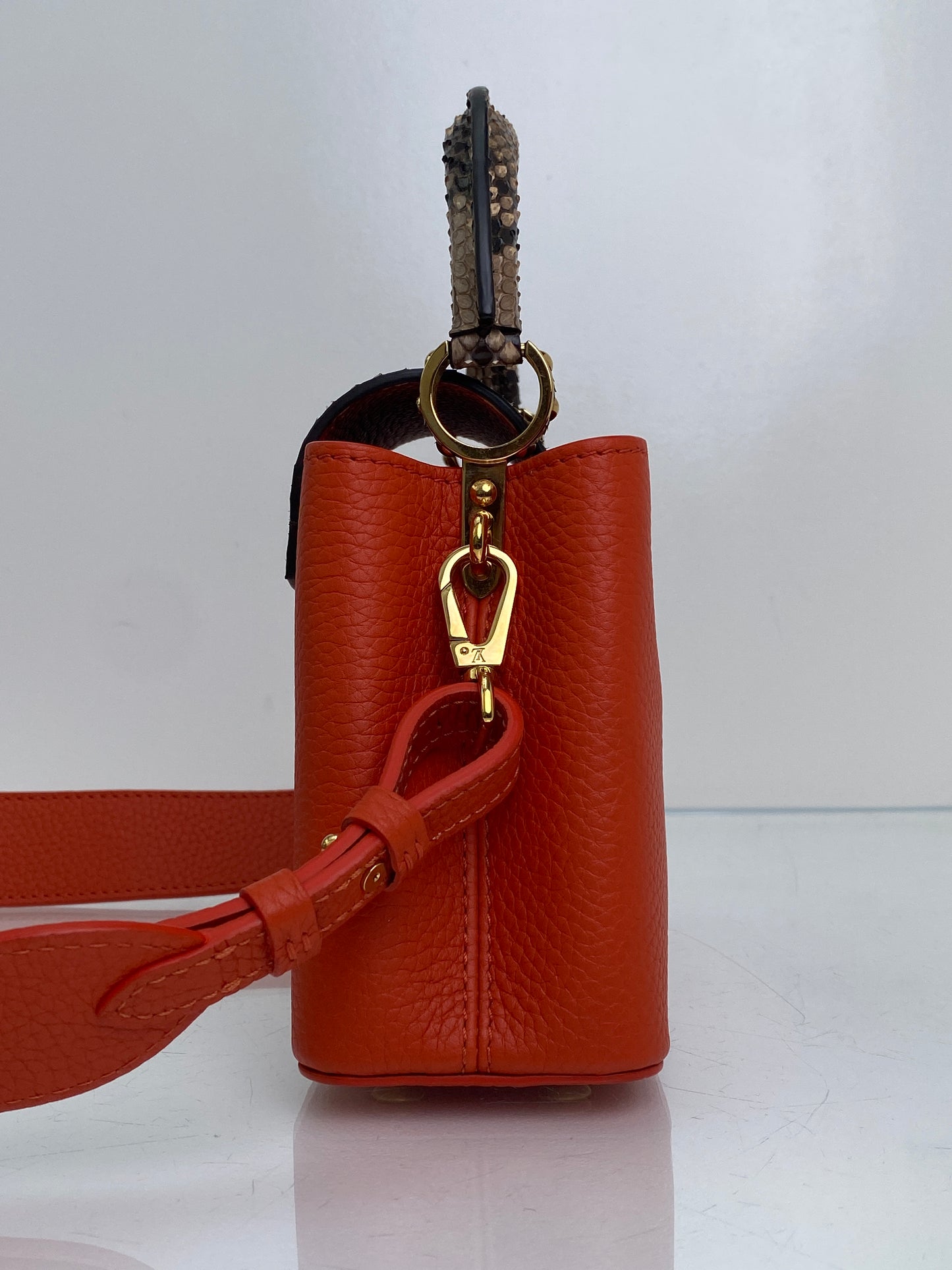 Louis Vuitton Orange Python Capucine Bag GHW