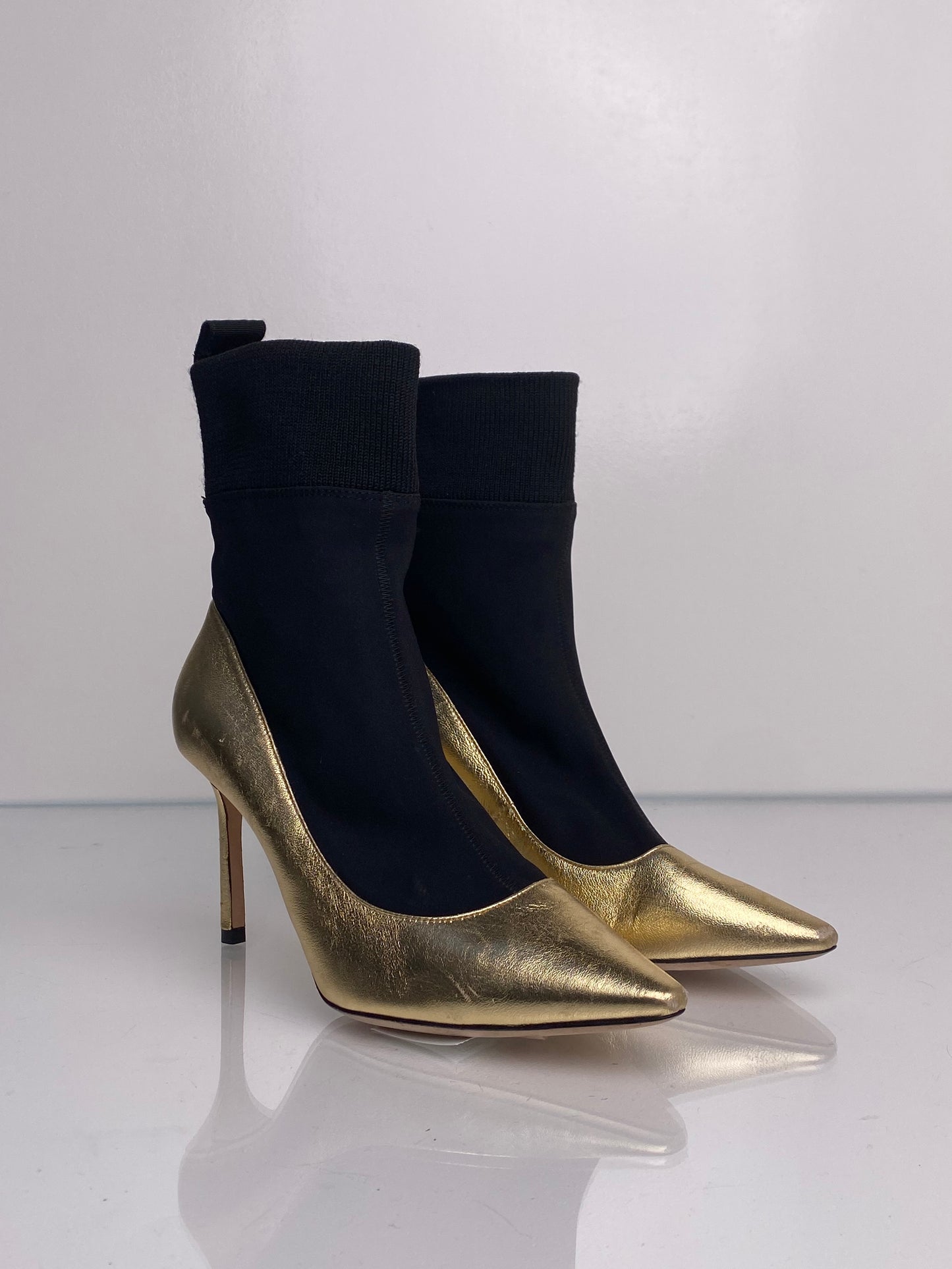 Jimmy Choo Gold & Black Sock Heels, 36.5