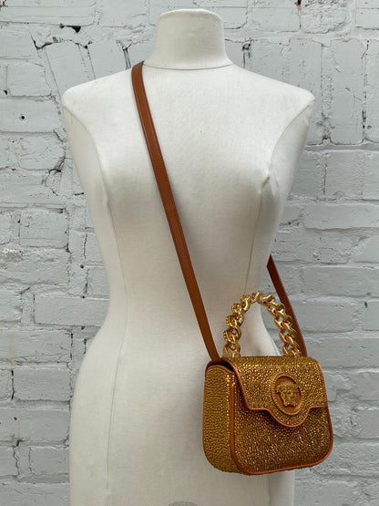Versace La Medusa Crystal Embellished Mini Top Handle Bag