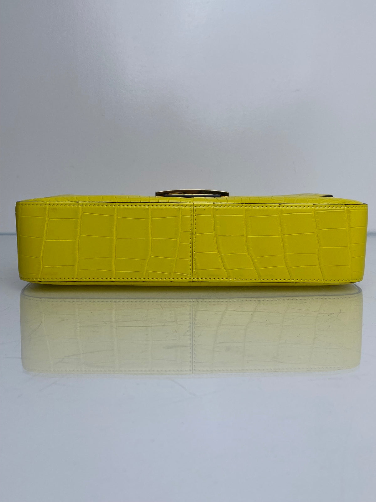 Fendi Yellow Croc Baguette Bag GHW