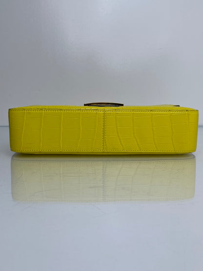 Fendi Yellow Croc Baguette Bag GHW
