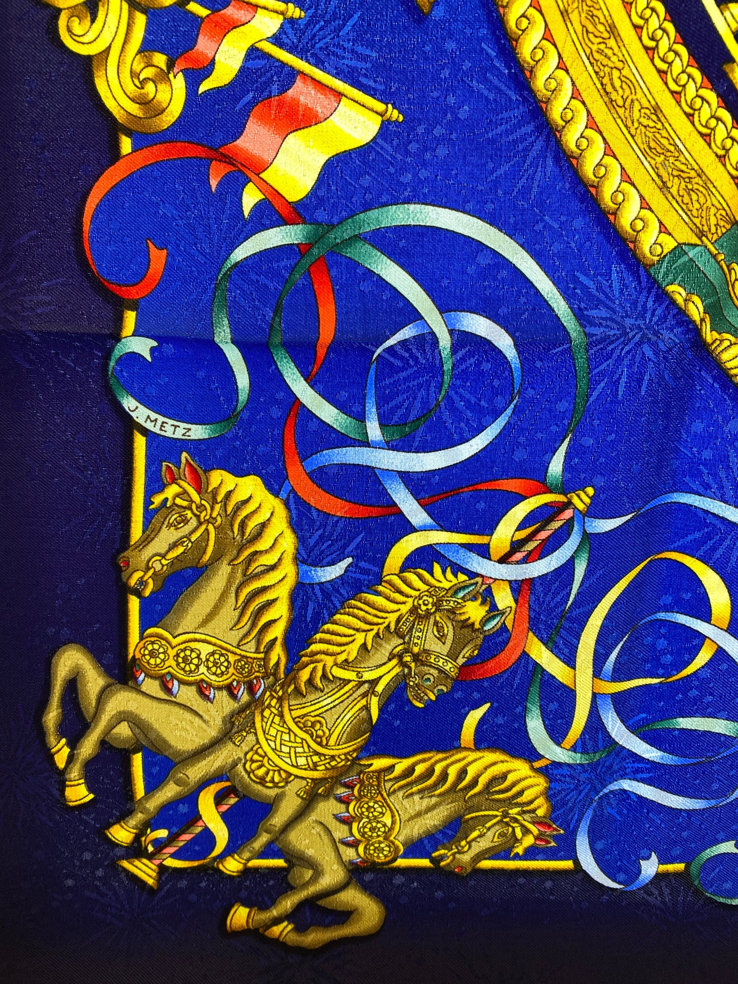 Hermes Navy 'Luna Park' Silk Scarf