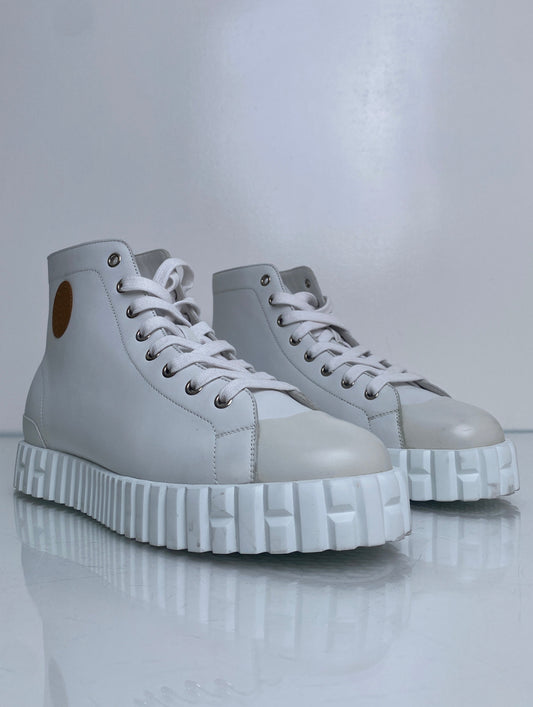 Hermes White Climb High Top Sneakers, 41