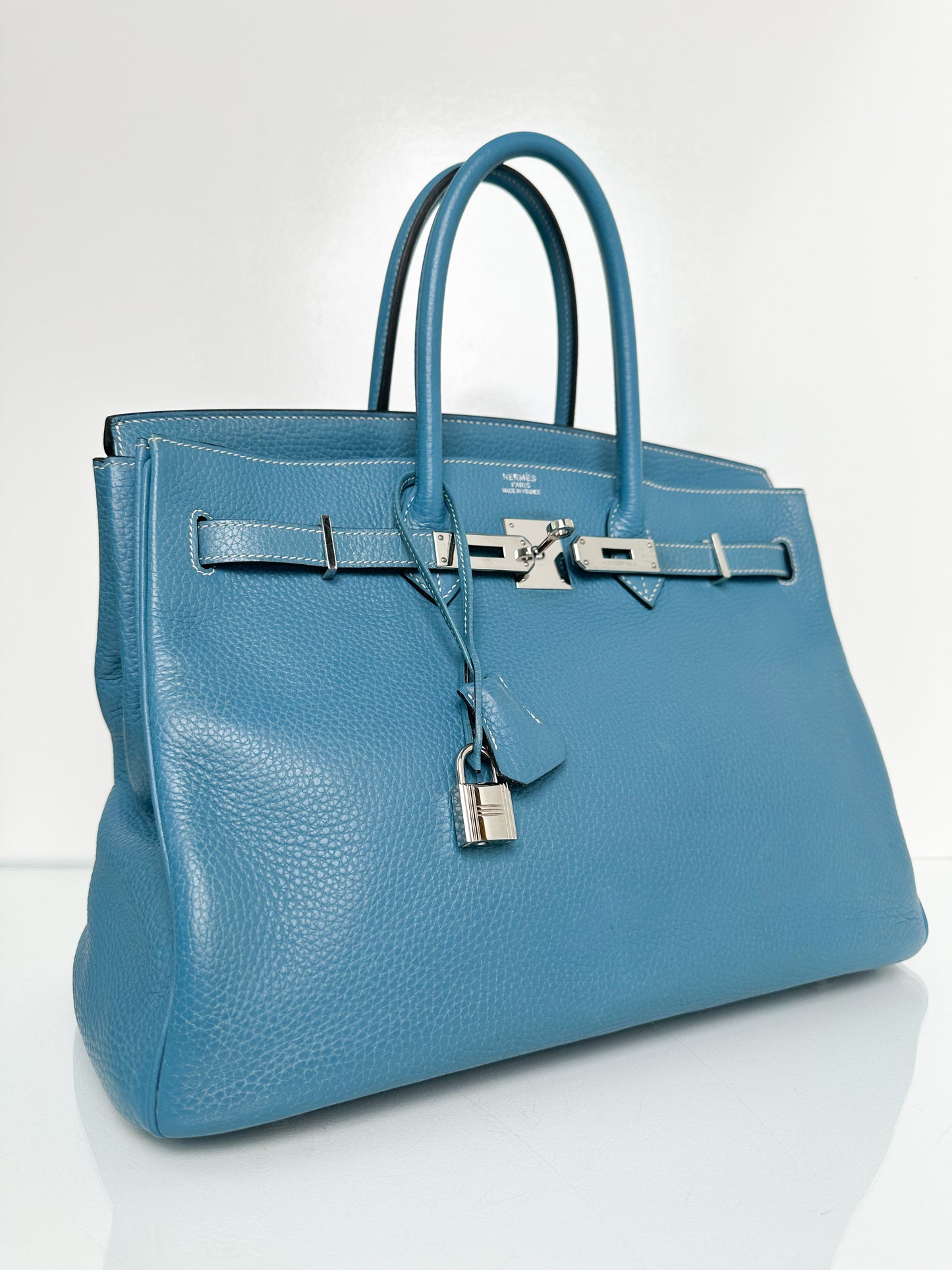 Hermes Birkin 35 Blue Jean Togo PHW #H