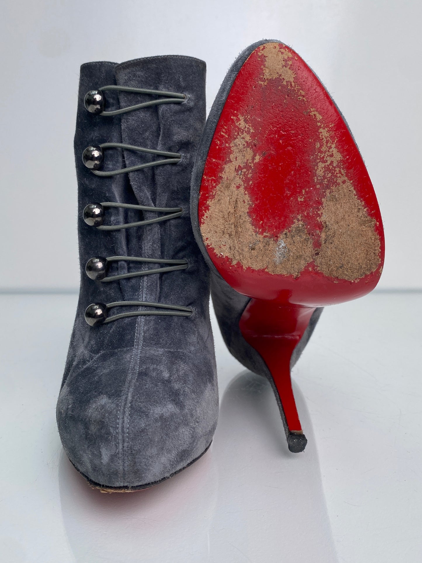 Christian Louboutin Grey Suede Booties, 41