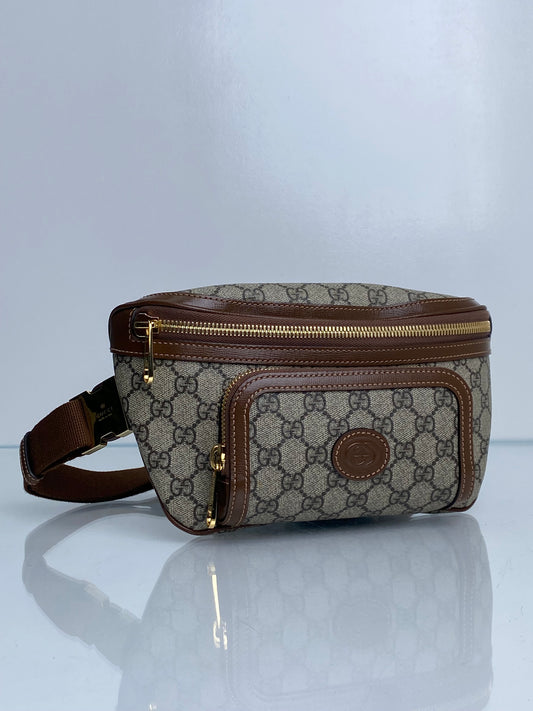 Gucci Monogram & Brown Bum Bag GHW