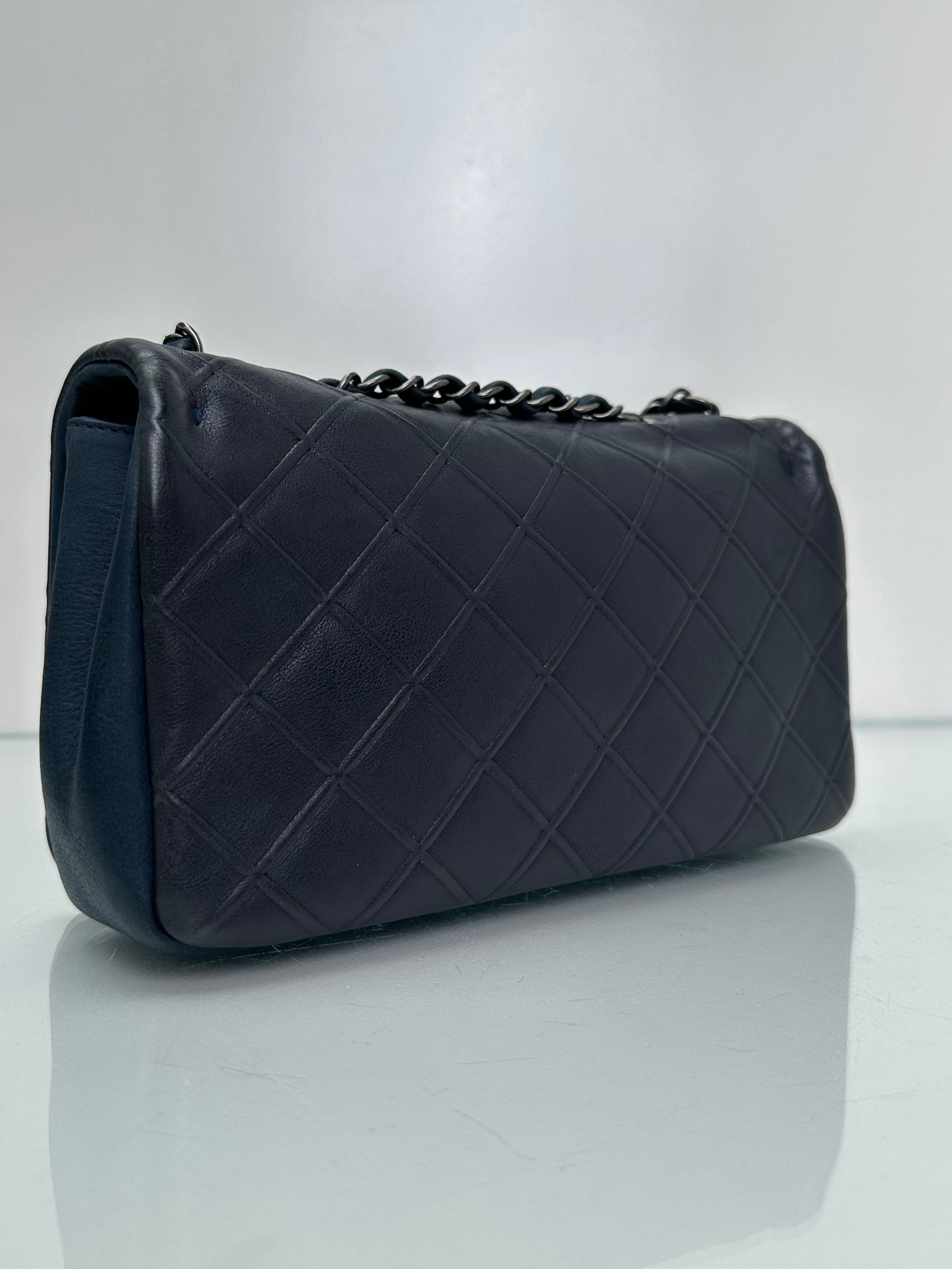 Chanel Blue Diamond Calfskin New Chic Medium Flap Bag RHW #18