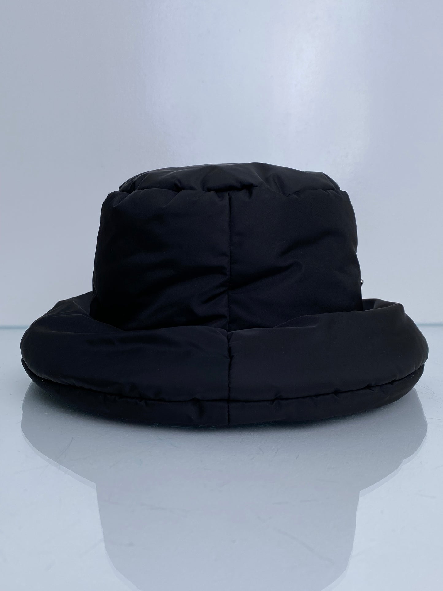 Prada Black Re-Nylon Puffer Hat, 40