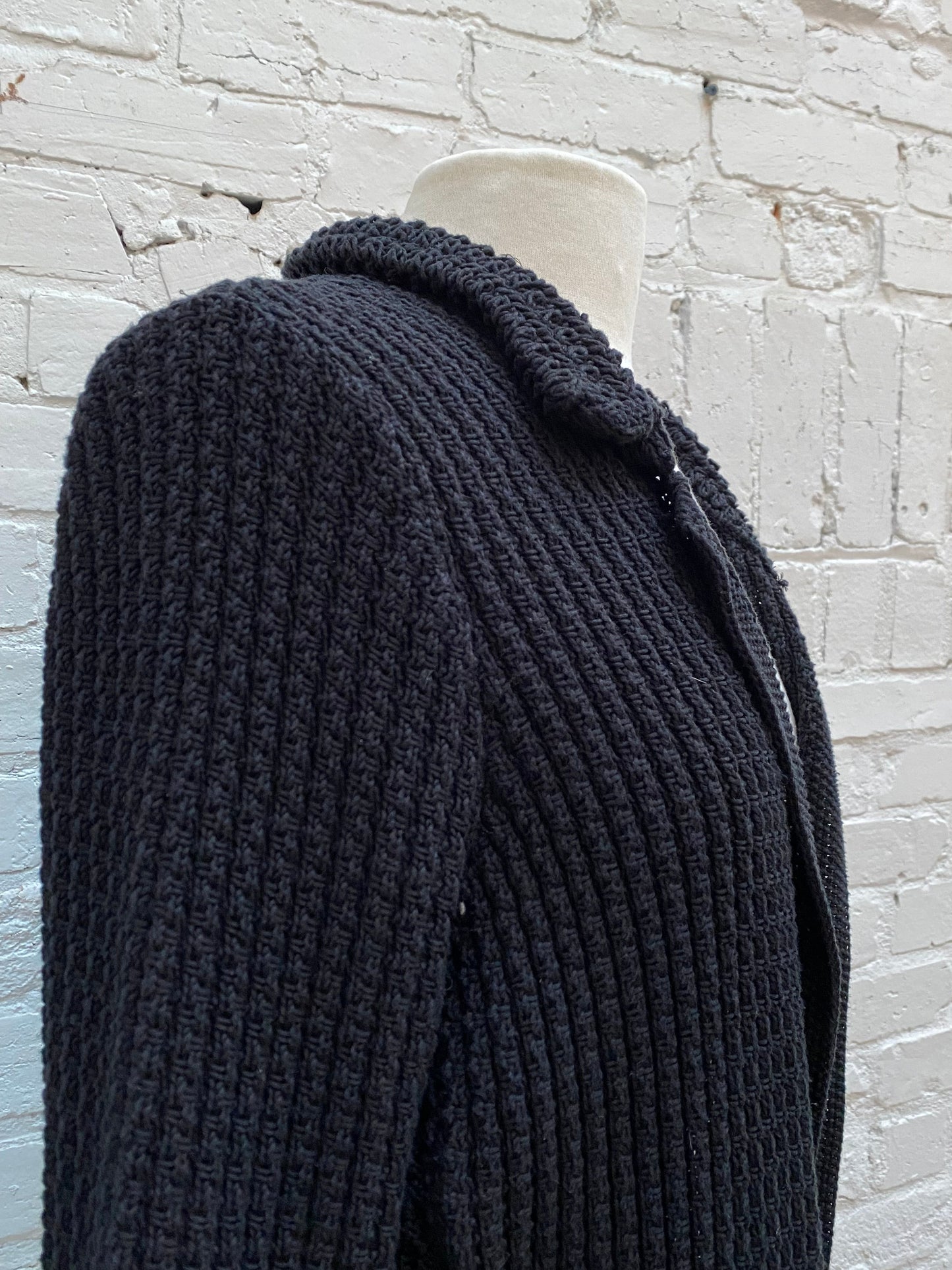 Chanel Vintage Black Knit & Gold Chain Cardigan, 42