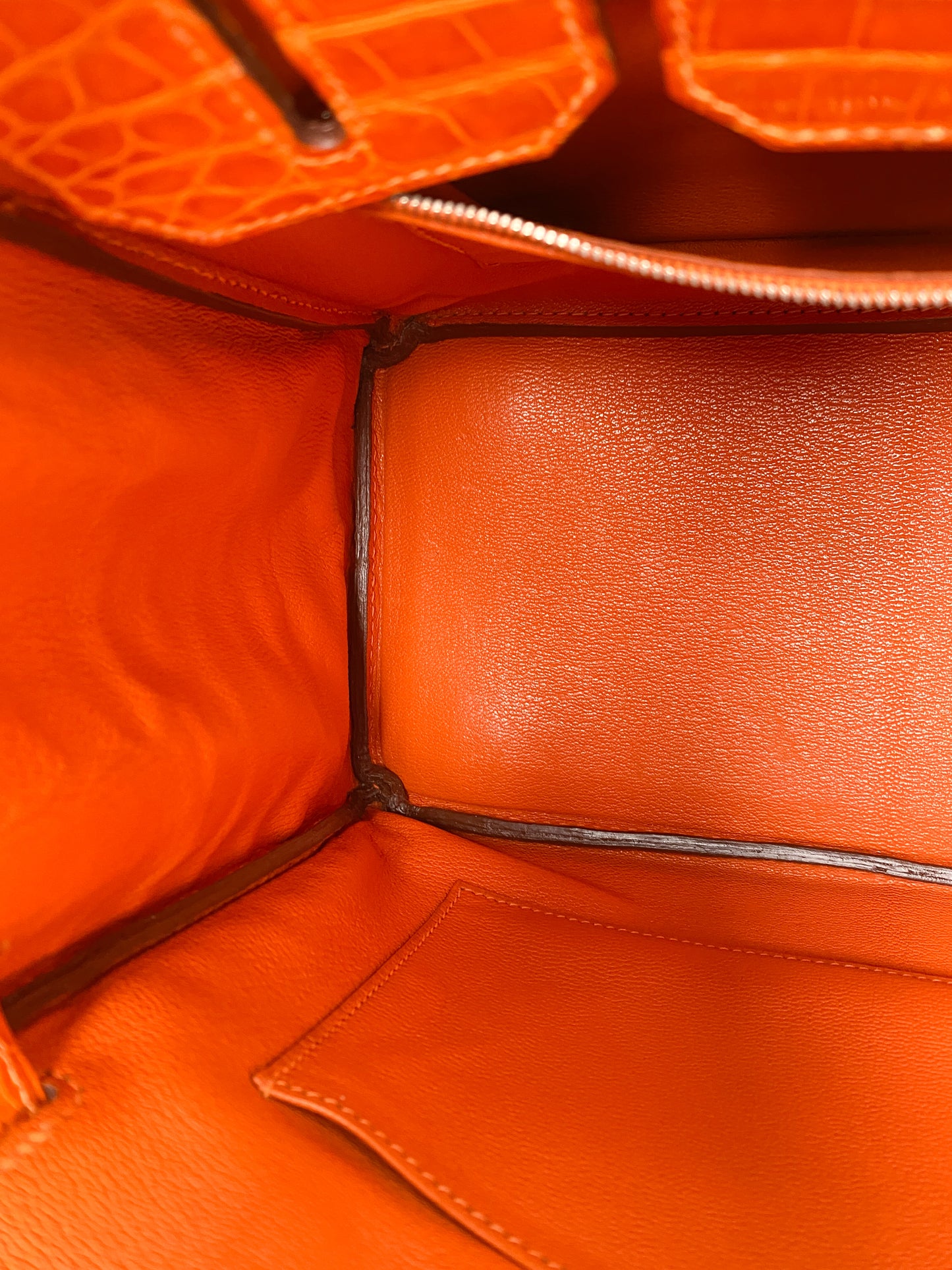 Hermes Birkin 30 Shiny Porosus Orange PHW #L