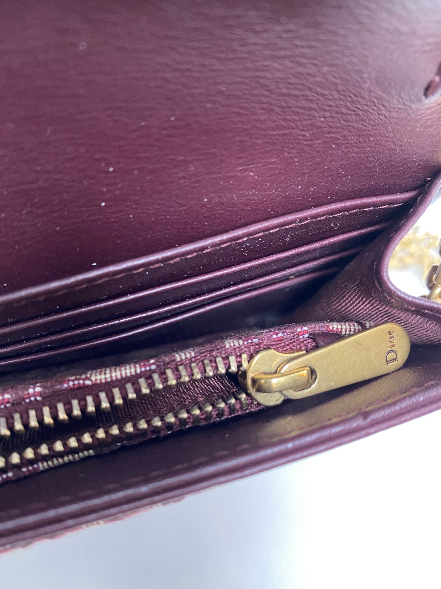 Dior Burgundy Oblique Saddle Wallet on Chain Bag GHW