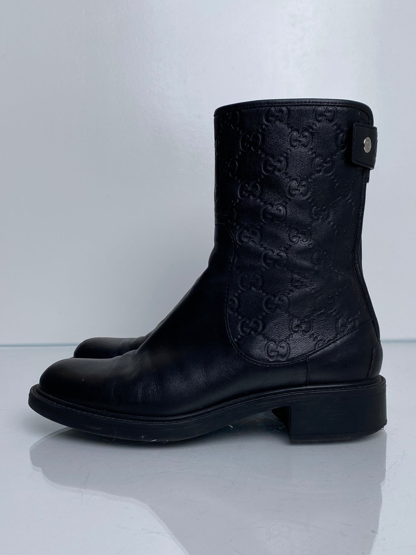 Gucci Black Microguccissima Black Moto Boots, 36