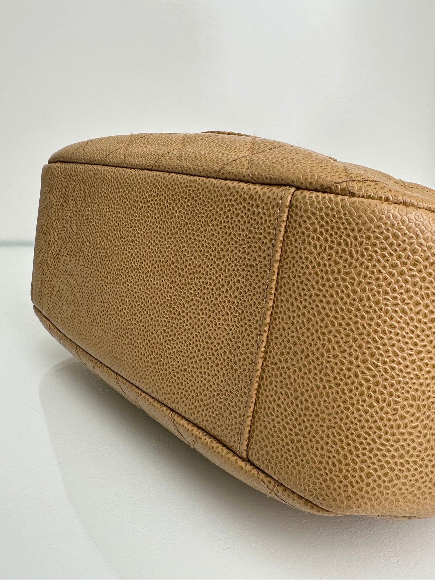 Chanel Vintage Beige Petite Calfskin Shopping Tote Bag GHW