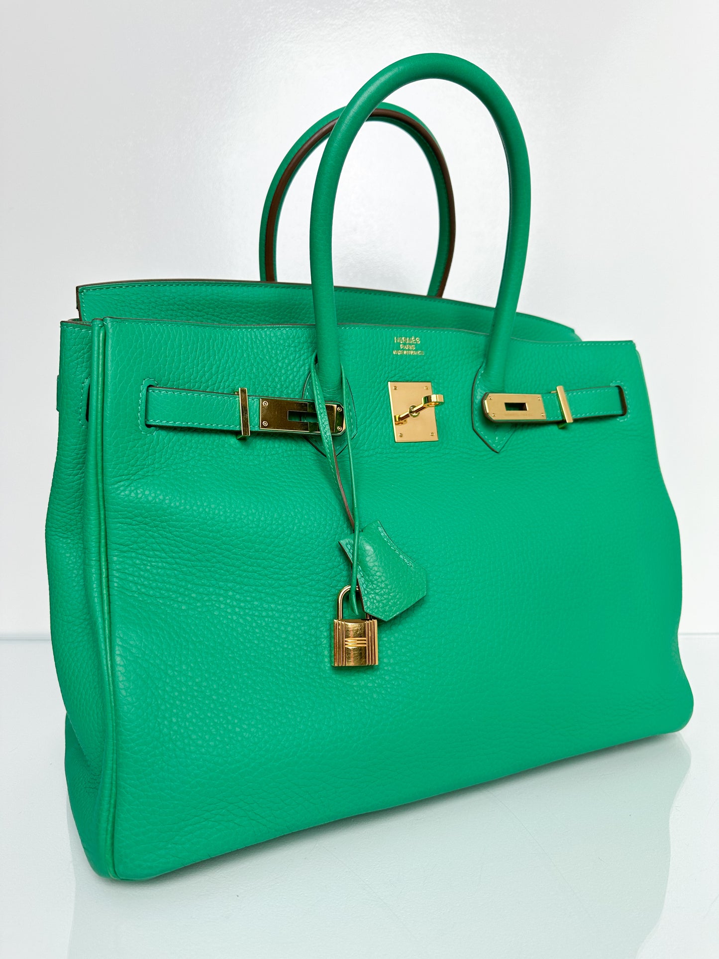 Hermes Birkin 35 Menthe Clemence GHW #P