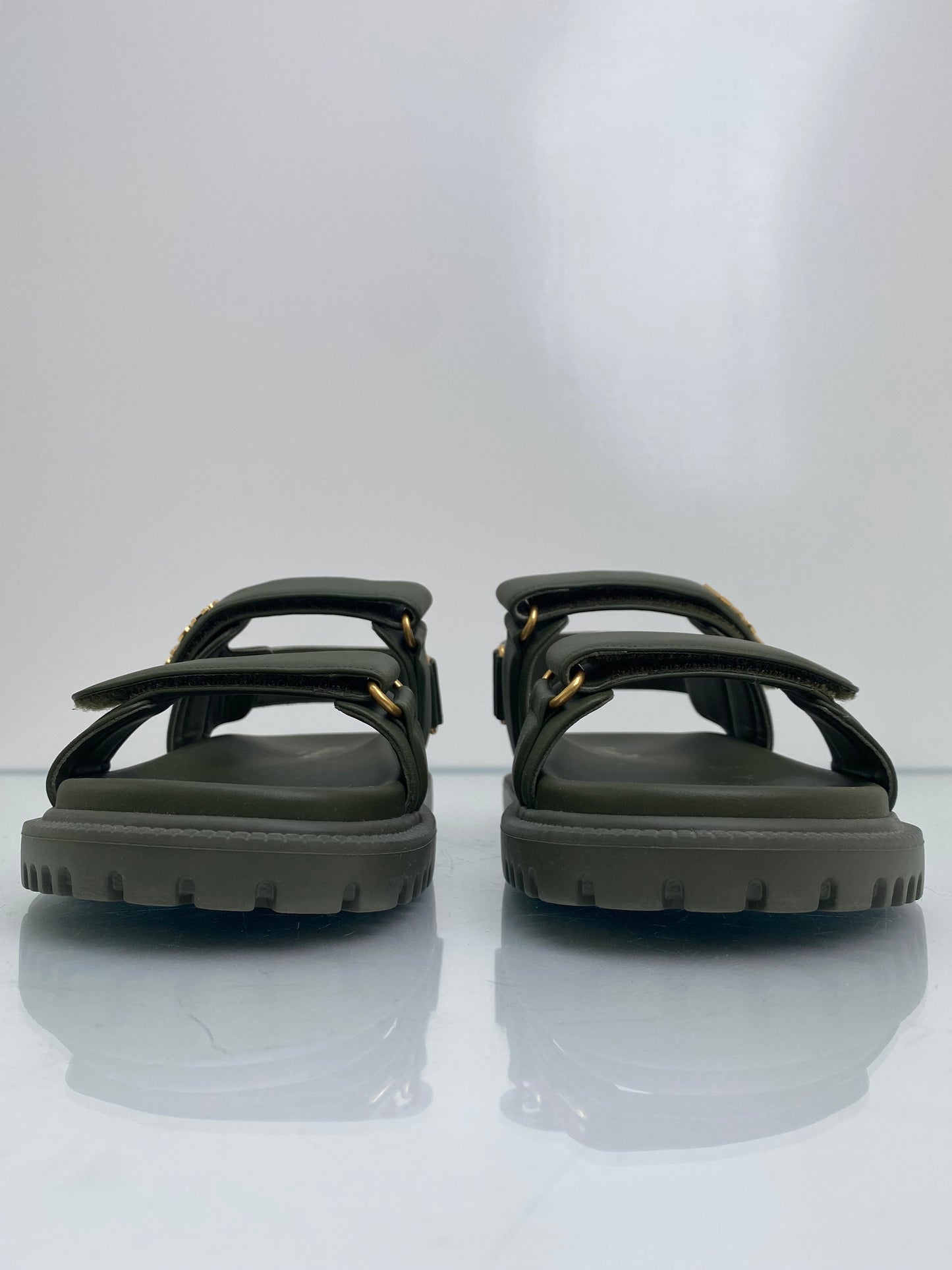 Christian Dior Dioract Green Logo Sandals, 39.5