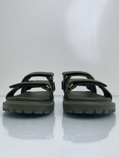 Christian Dior Dioract Green Logo Sandals, 39.5