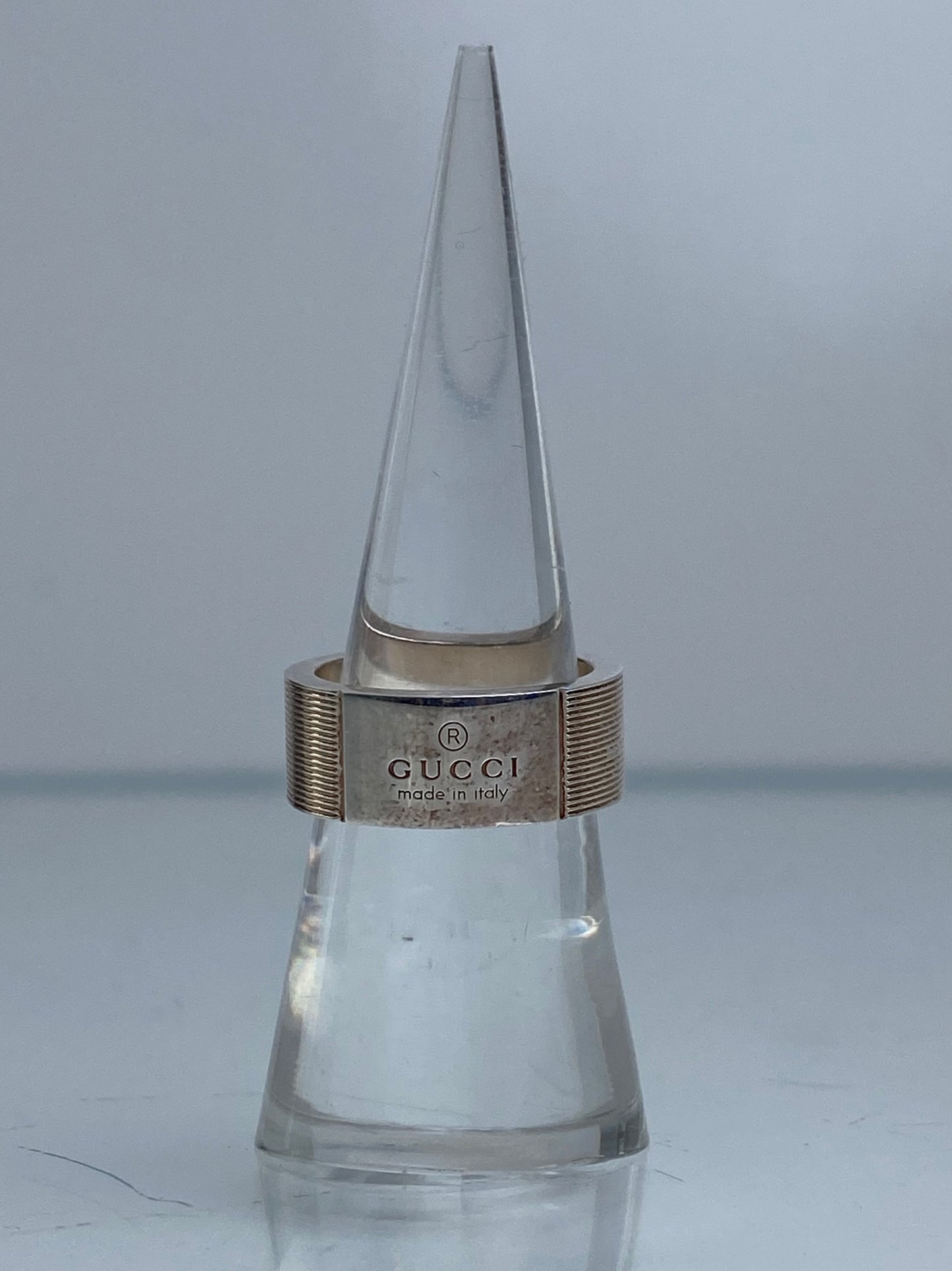 Gucci 925 Silver Logo Ring, 14, 6.75