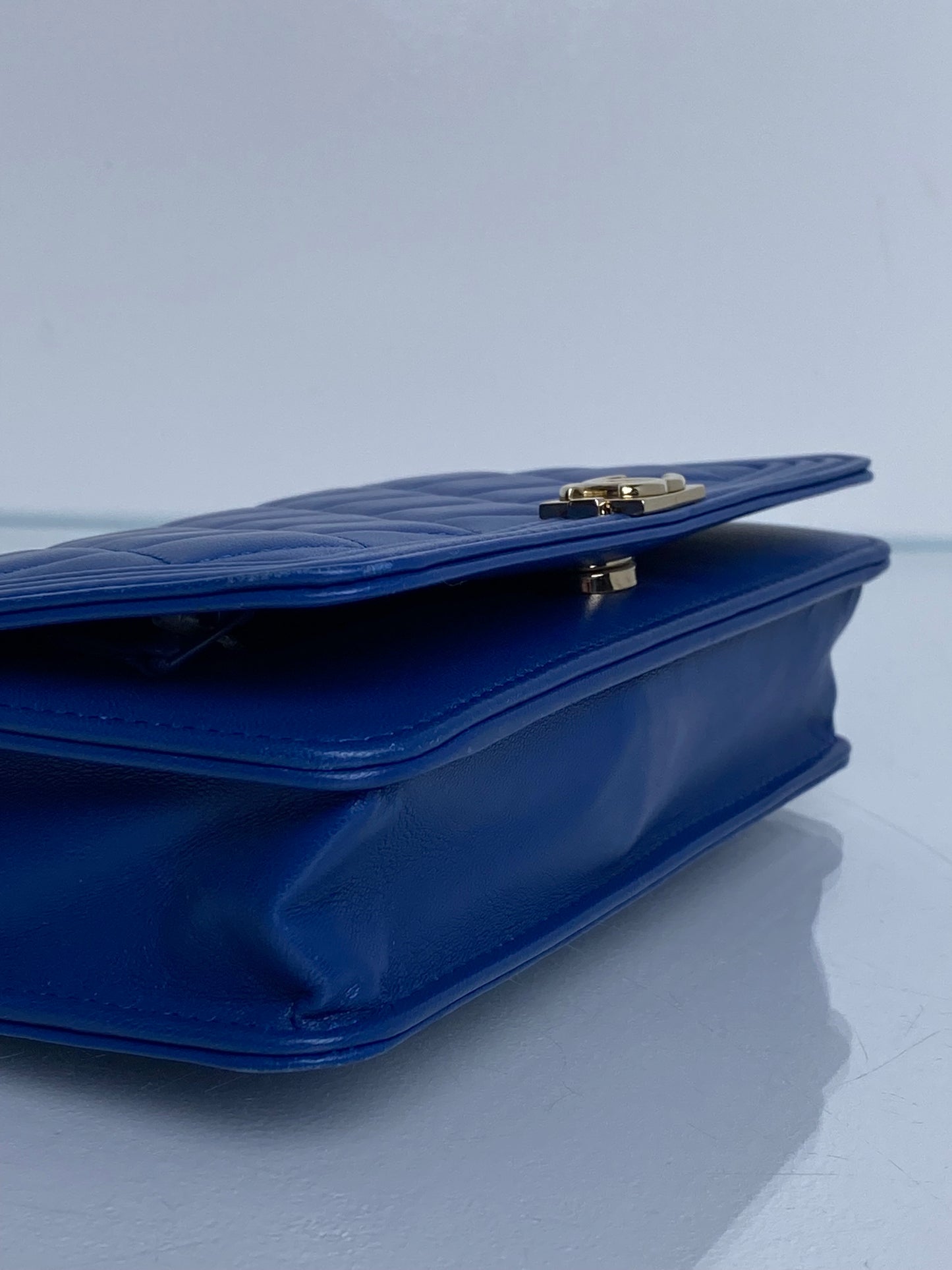 Chanel Boy Wallet on Chain Electric Blue Lambskin GHW