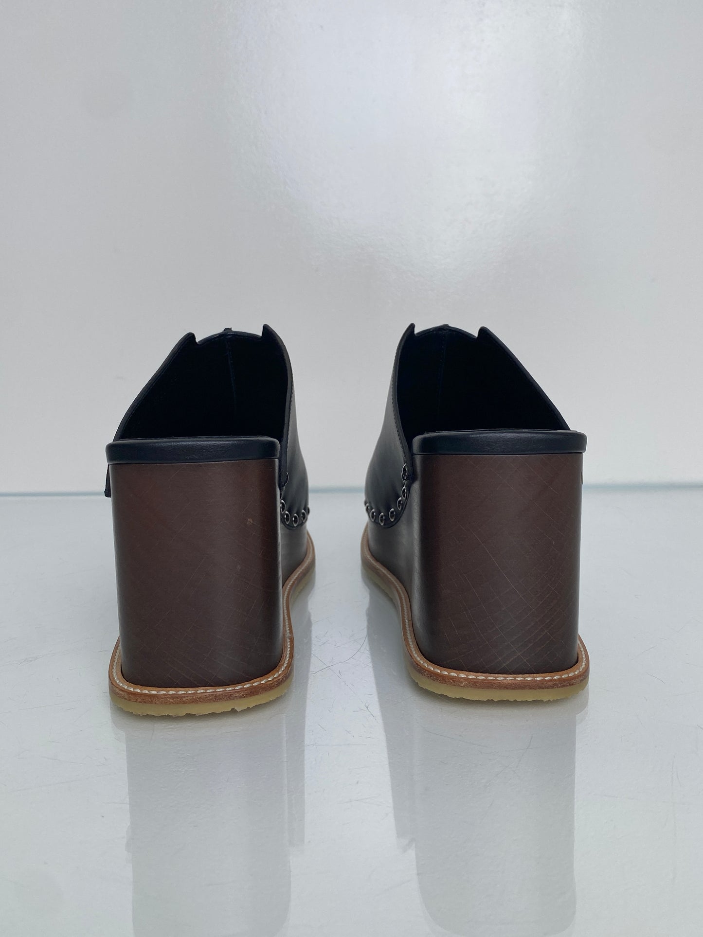 Hermes Black Earth Mules, 38