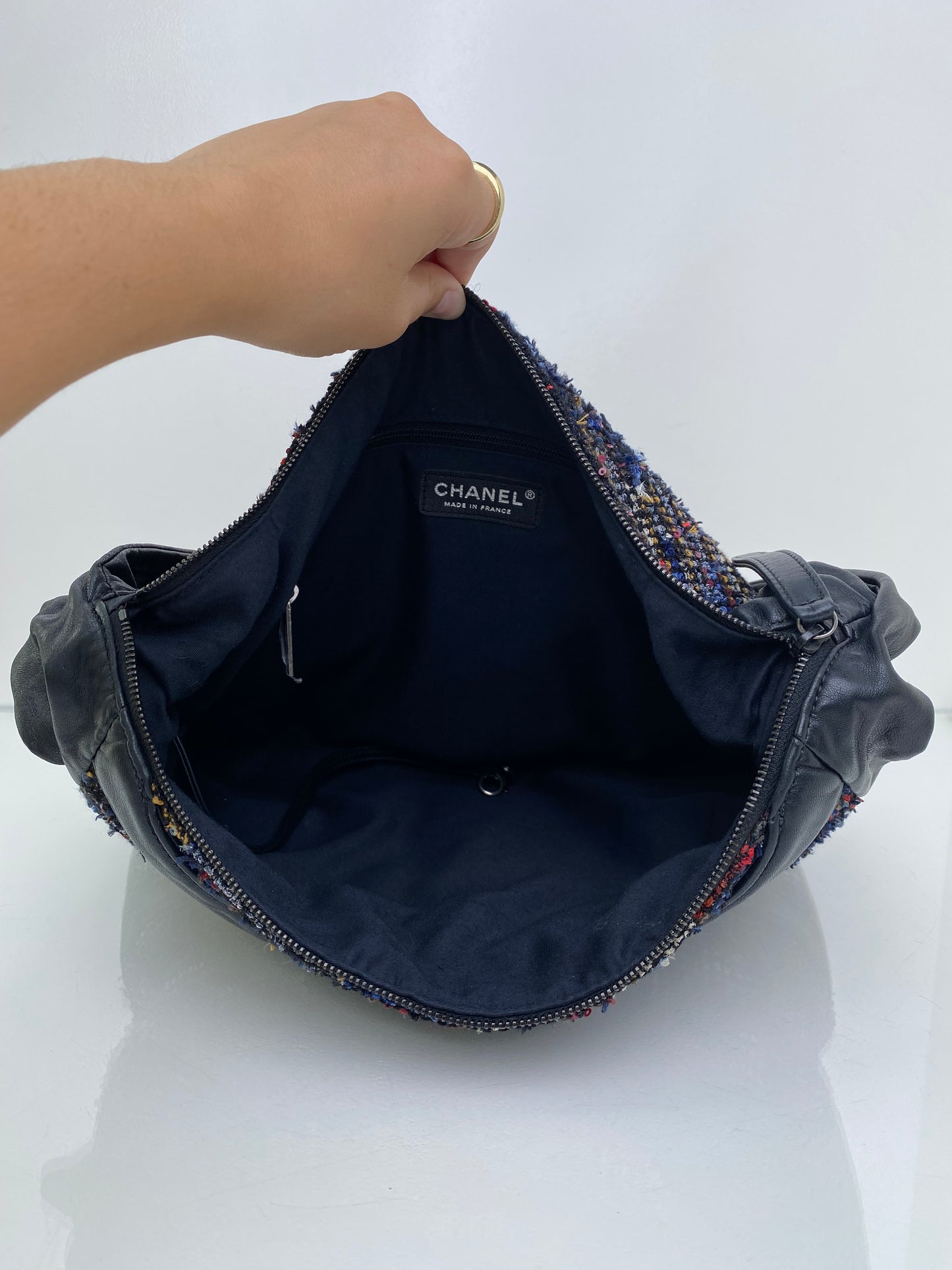 Chanel Black, Blue, & Red Tweed Girl Tote Bag RHW