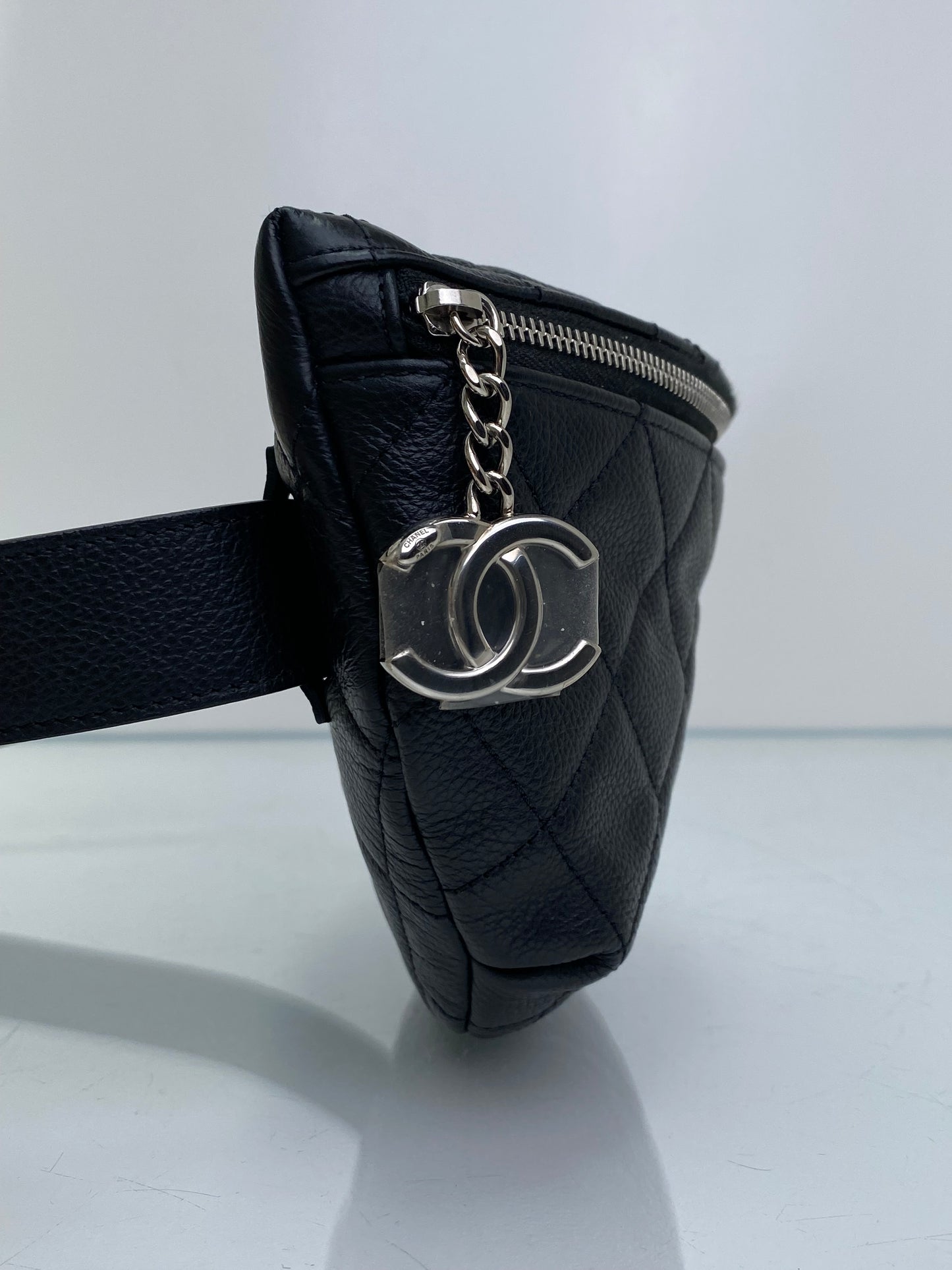 Chanel Black Uniform Quilted Bum Bag SHW