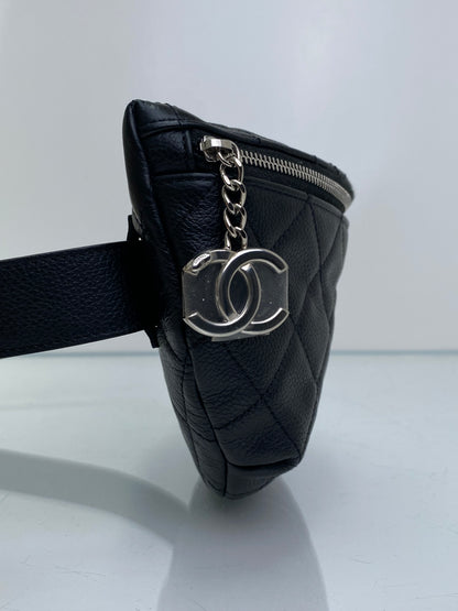 Chanel Black Uniform Quilted Bum Bag SHW