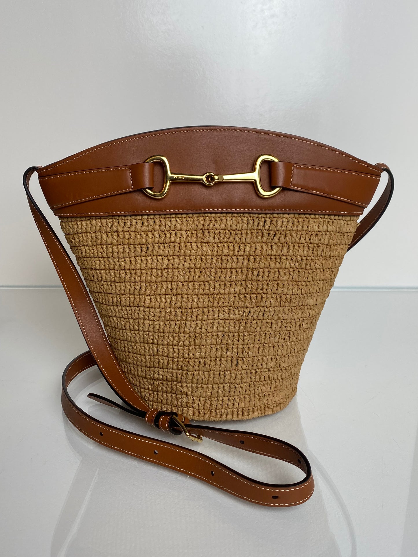 Celine Crecy Raffia Bucket Bag
