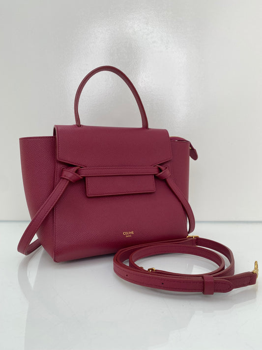 Celine Red Grained Calfskin Nano Crossbody Bag